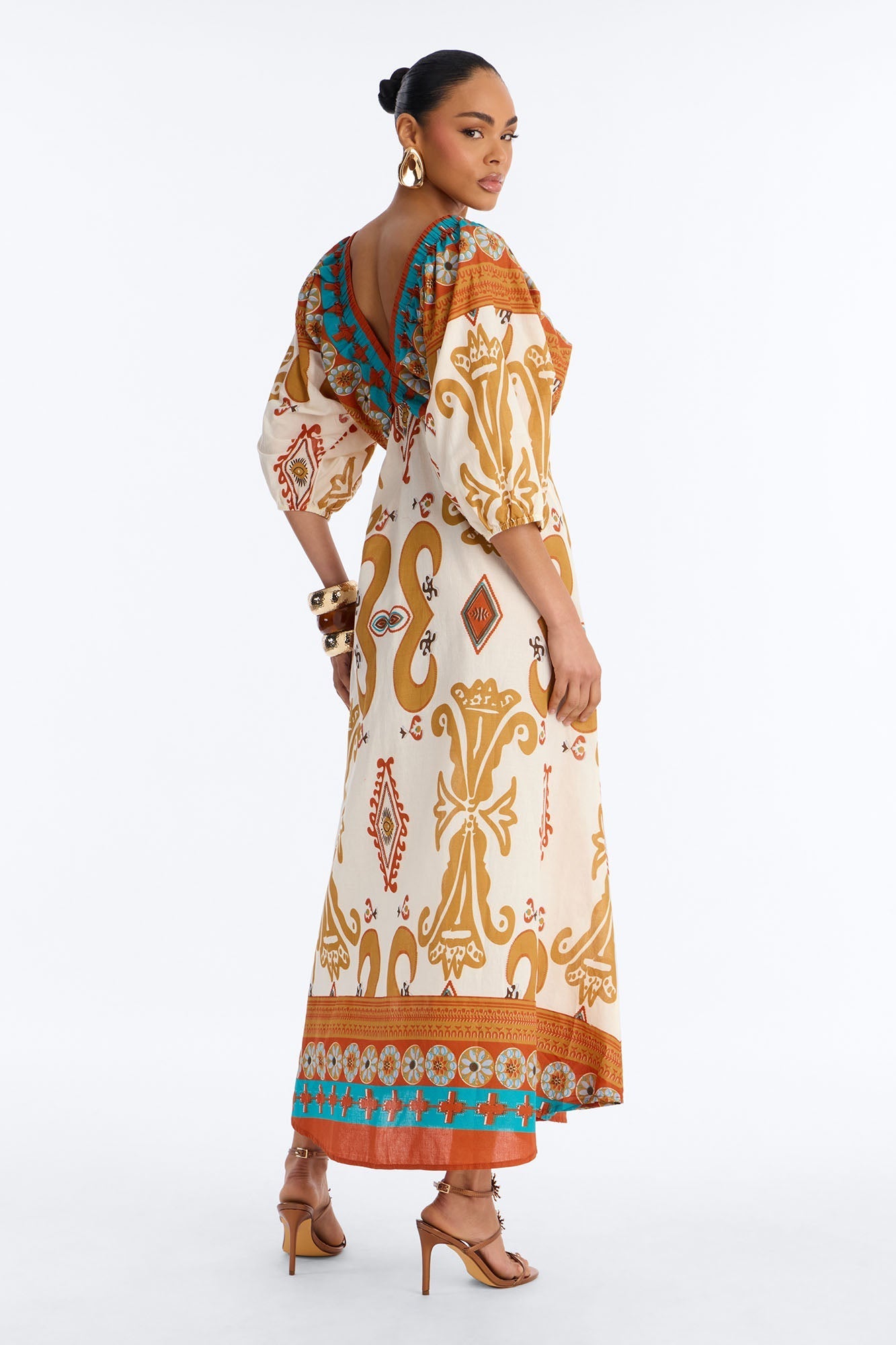 Kayla Printed Maxi Dress - Ivory/combo