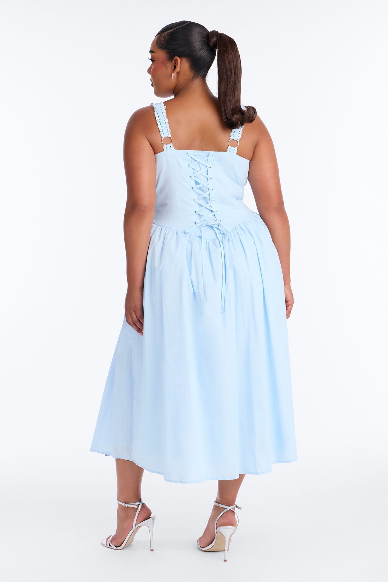 Scarlett Pleated Poplin Midi Dress - Blue