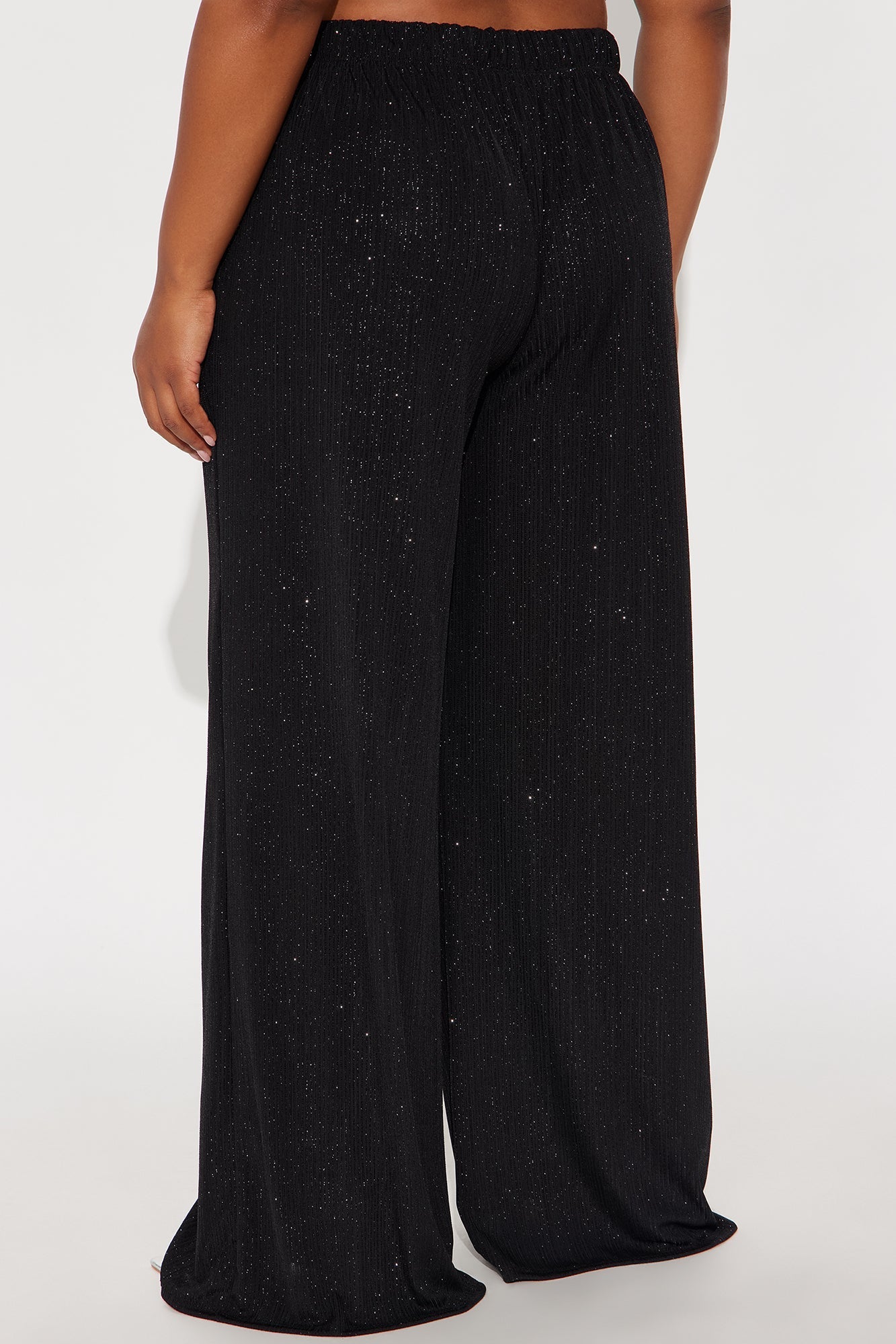Glow Under Pressure Lurex Wide Leg Pant 32″ - Black