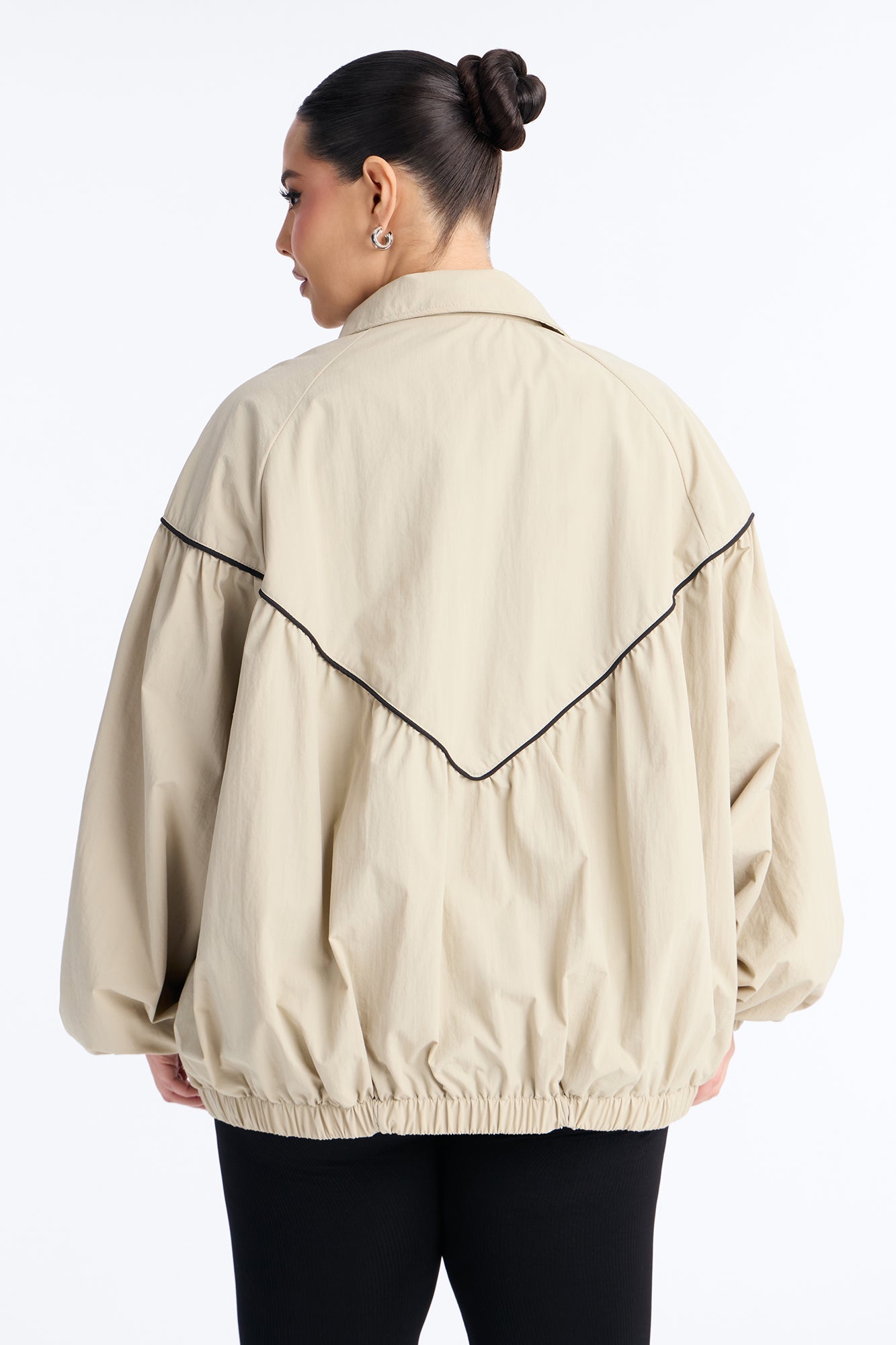 Daybreak Flow Funnel Neck Windbreaker Jacket - Taupe/combo