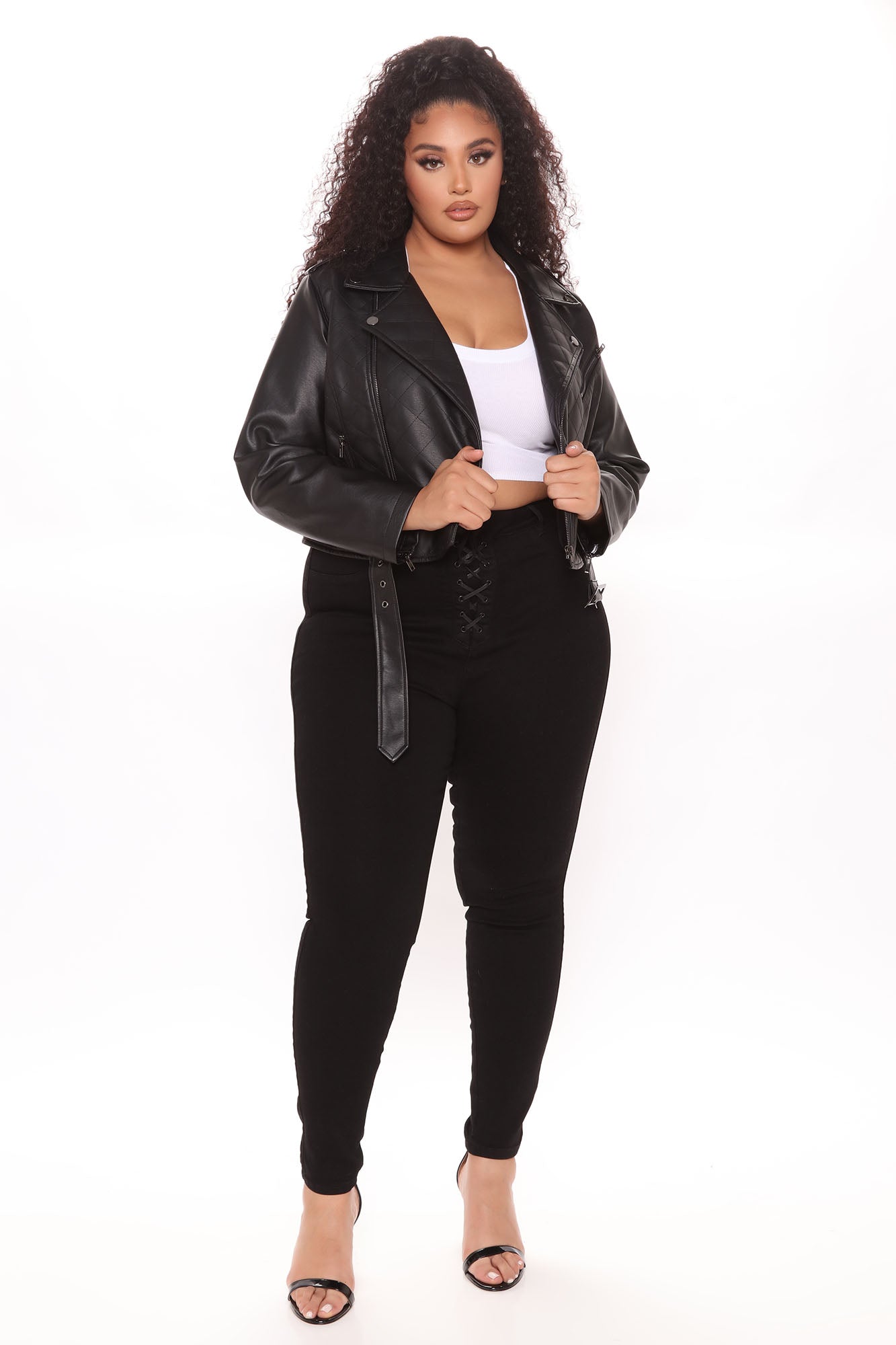 Not A Quilter Faux Leather Jacket - Black