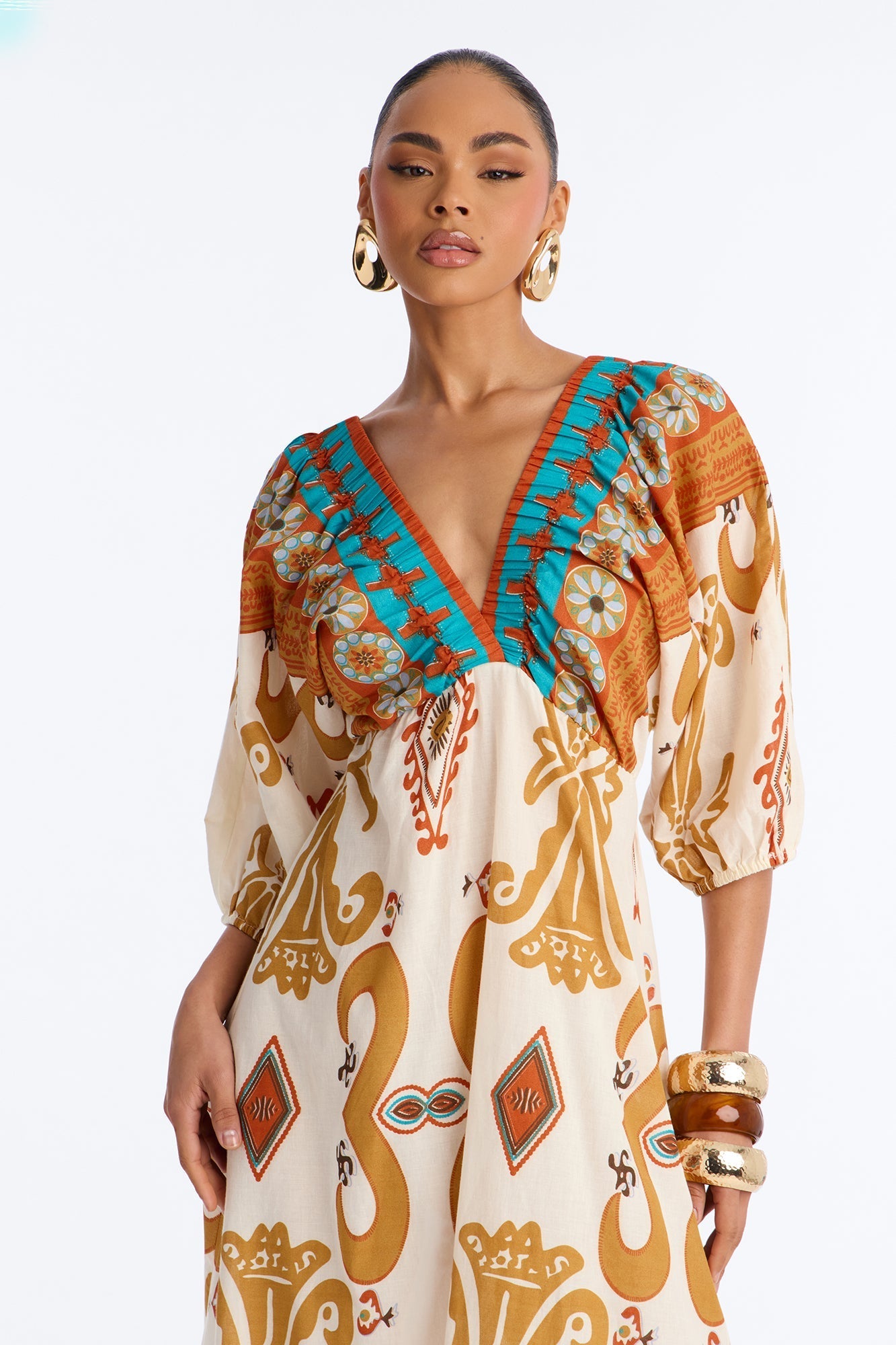 Kayla Printed Maxi Dress - Ivory/combo