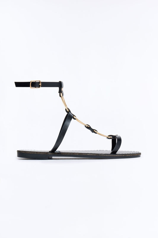 AJ Hardware Ankle Strap Sandals - Black