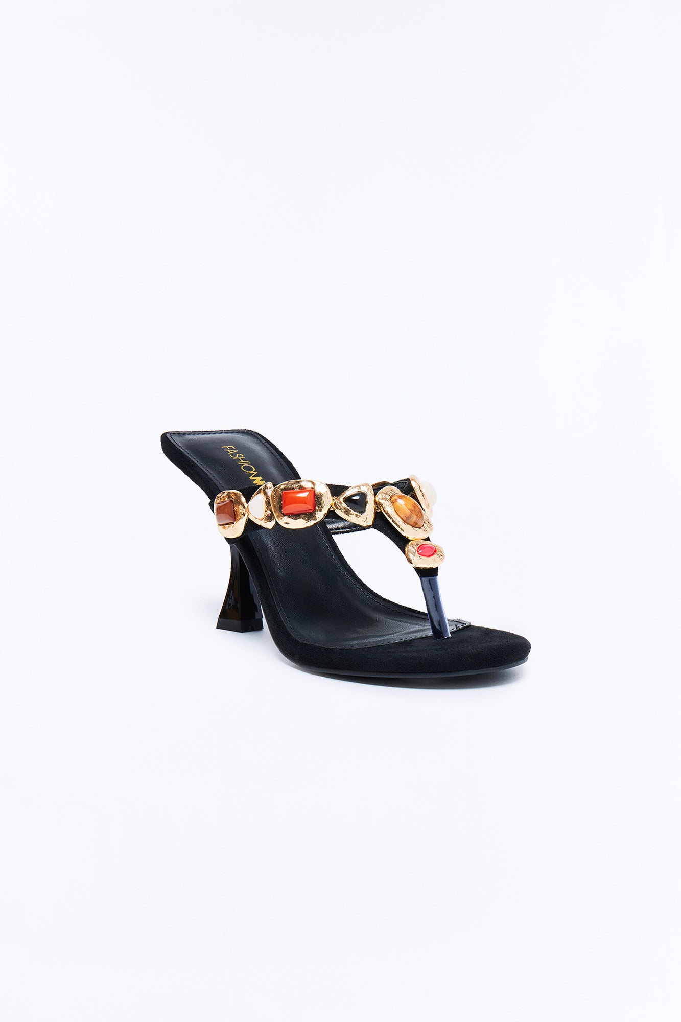 Aeron Jewel Thong Heels - Black