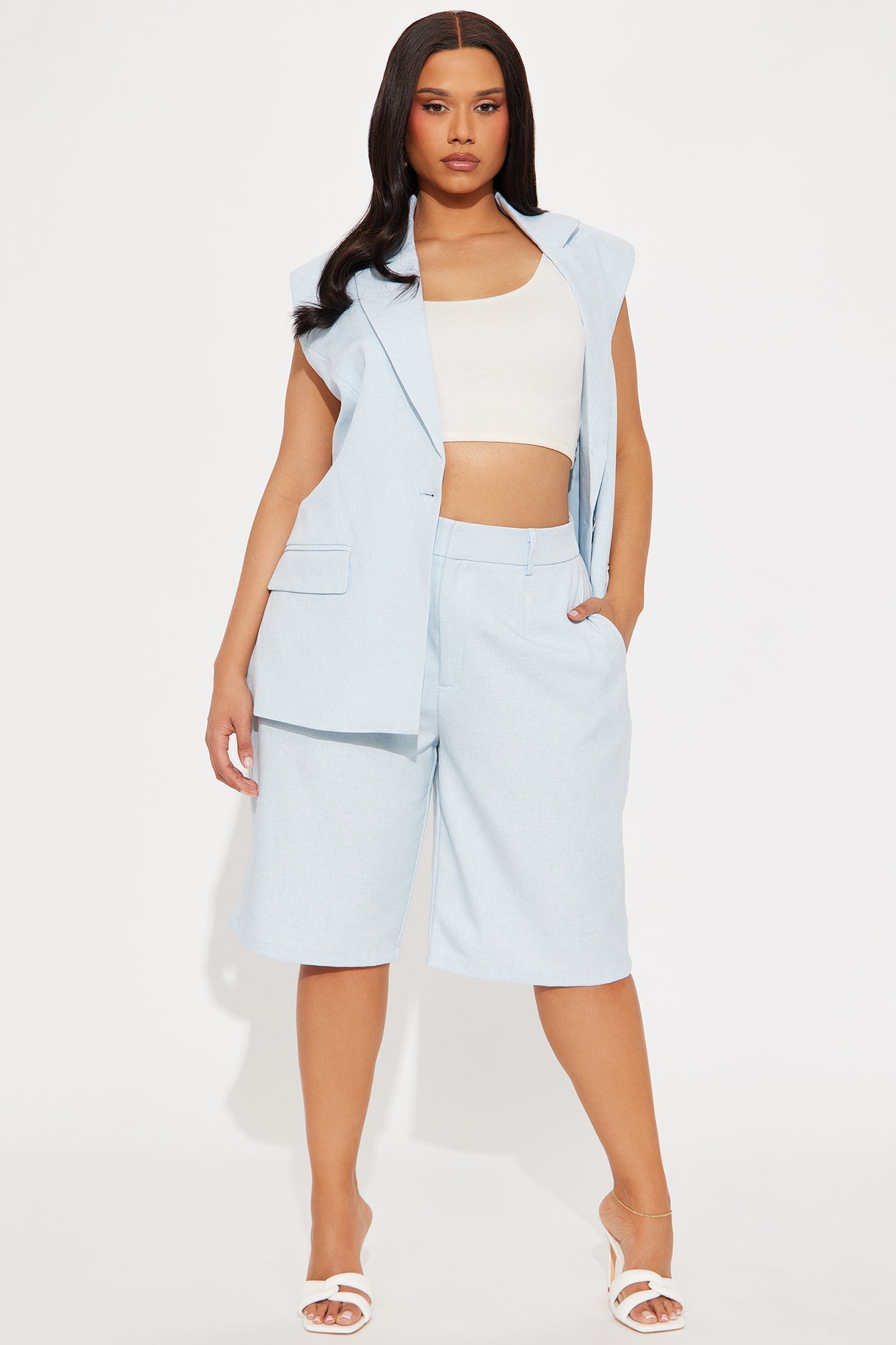 Paloma Linen Bermuda Short - Light Blue