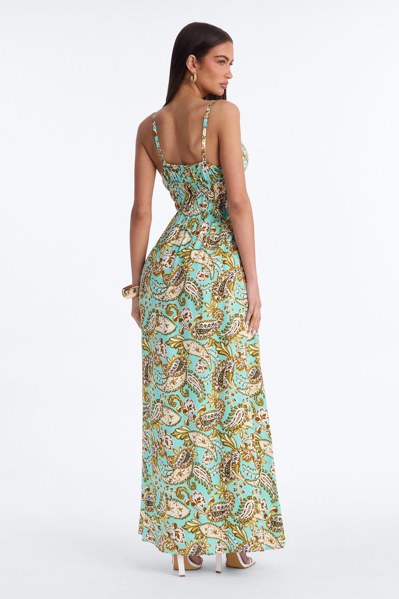 Posie Printed Flowy Maxi Dress - Aqua/Combo
