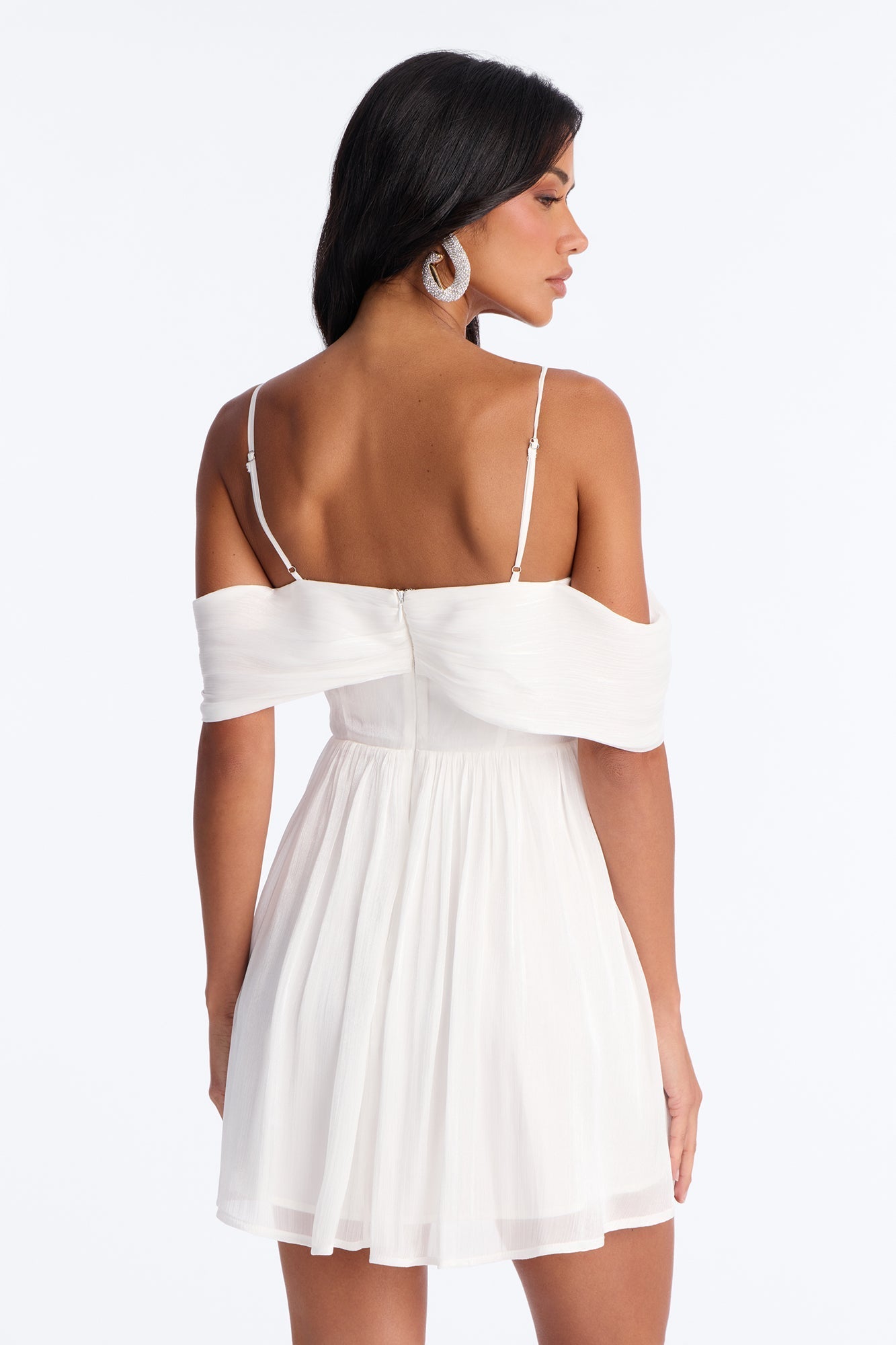 Timeless Pleated Organza Mini Dress - White