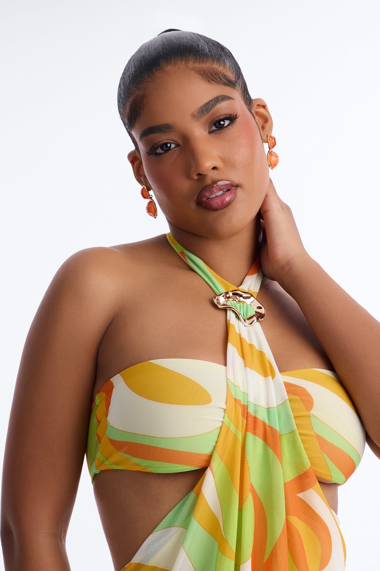 Shirley Sleeveless Mesh Mini Dress - Yellow/combo
