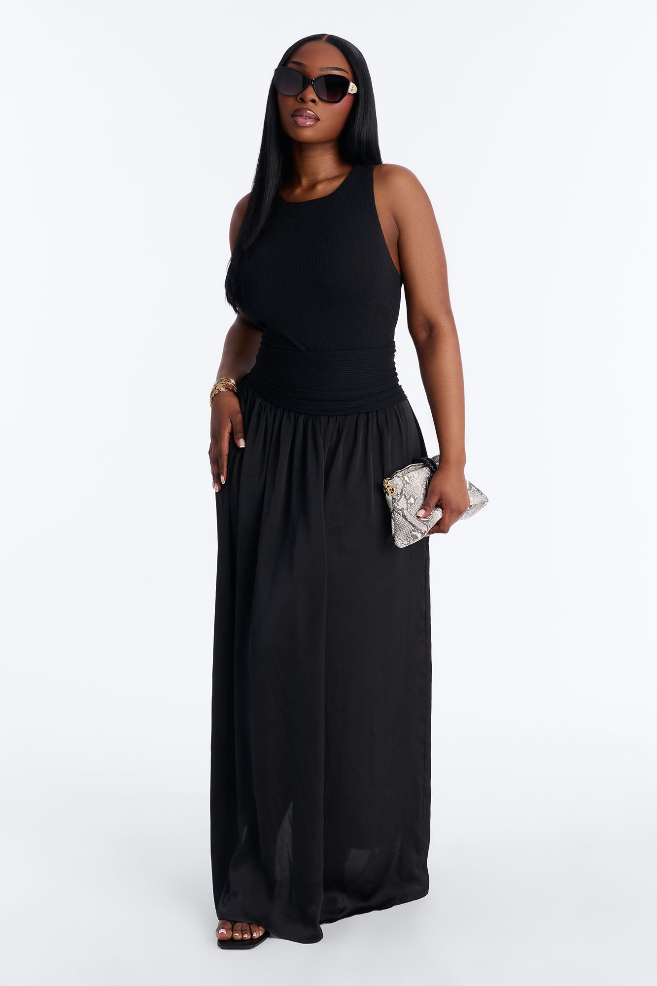 Soho Sleeveless Ribbed Maxi Dress - Black