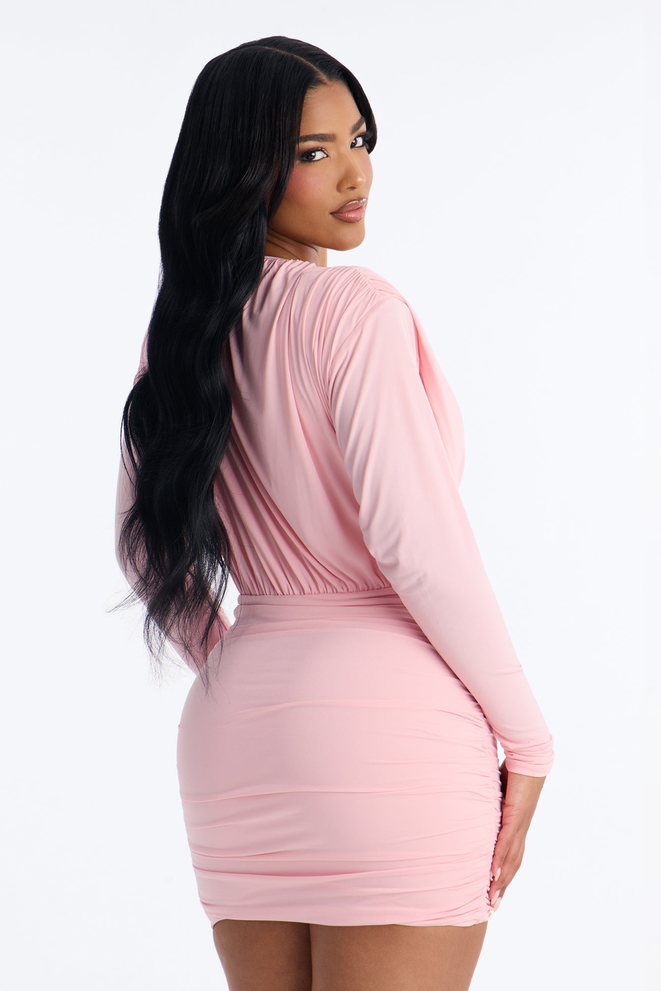 Cupids Sin Long Sleeve Jersey Mini Dress - Pink