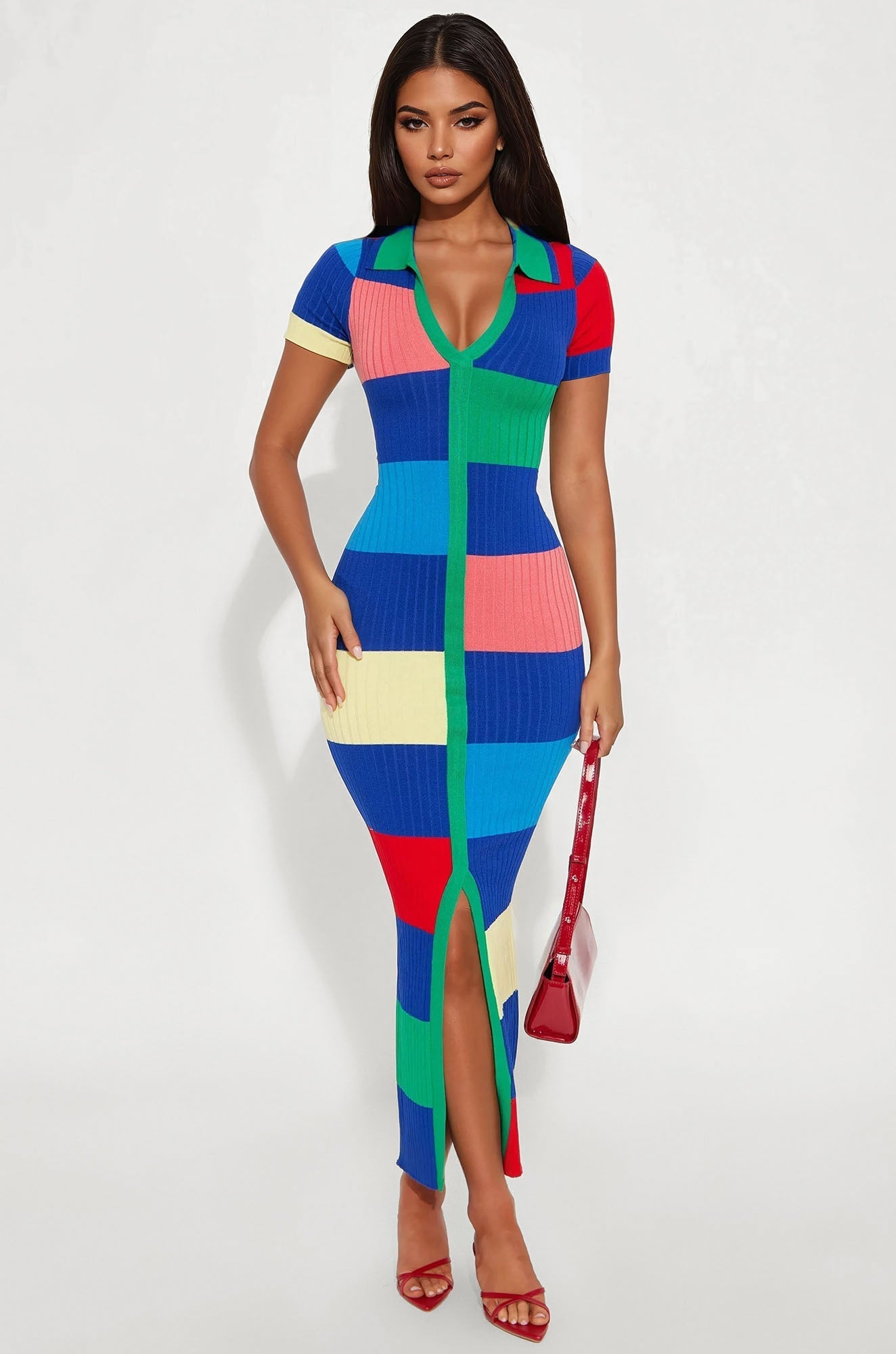 Rachel Collared Maxi Dress - Multi Color