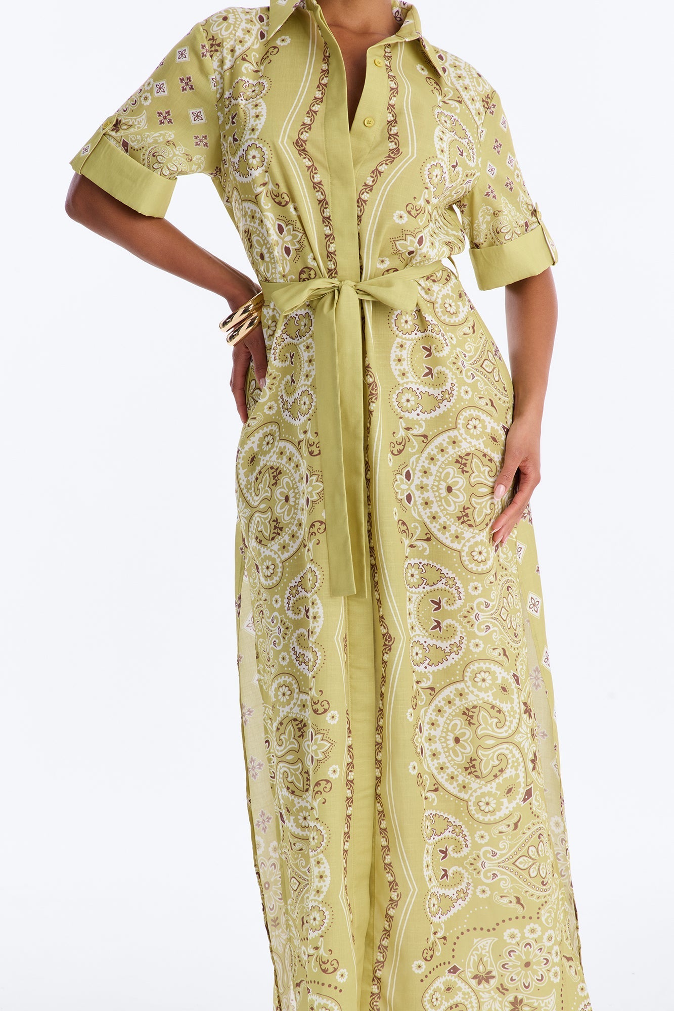 Coastal Mindset Paisley Maxi Dress - Green/combo