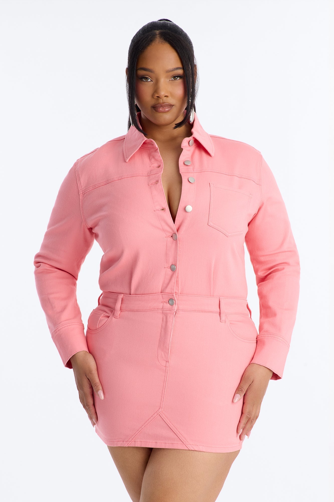 Belleville Denim Mini Dress - Pink