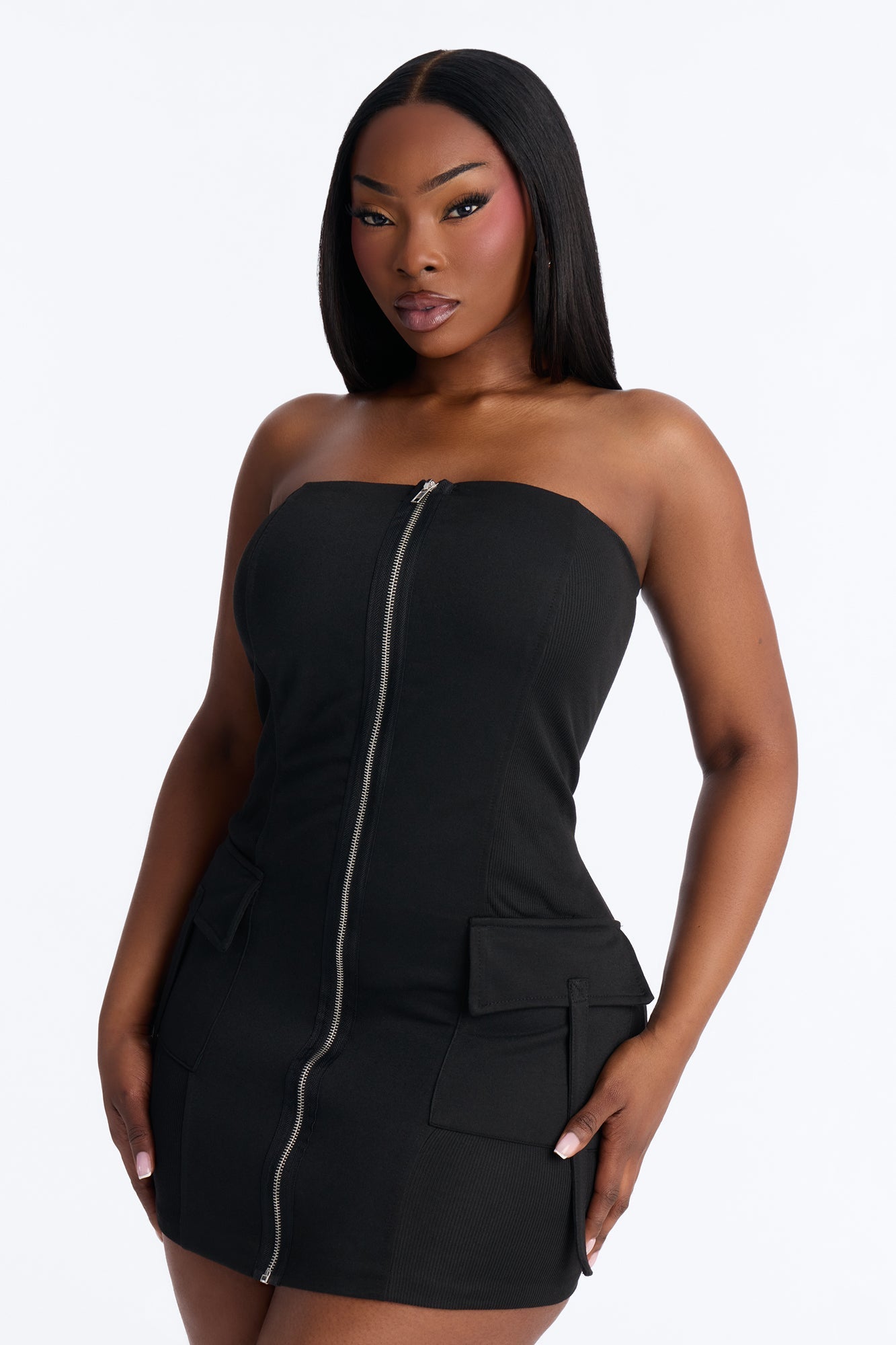 Cara Cargo Strapless Dresses Mini Dress - Black