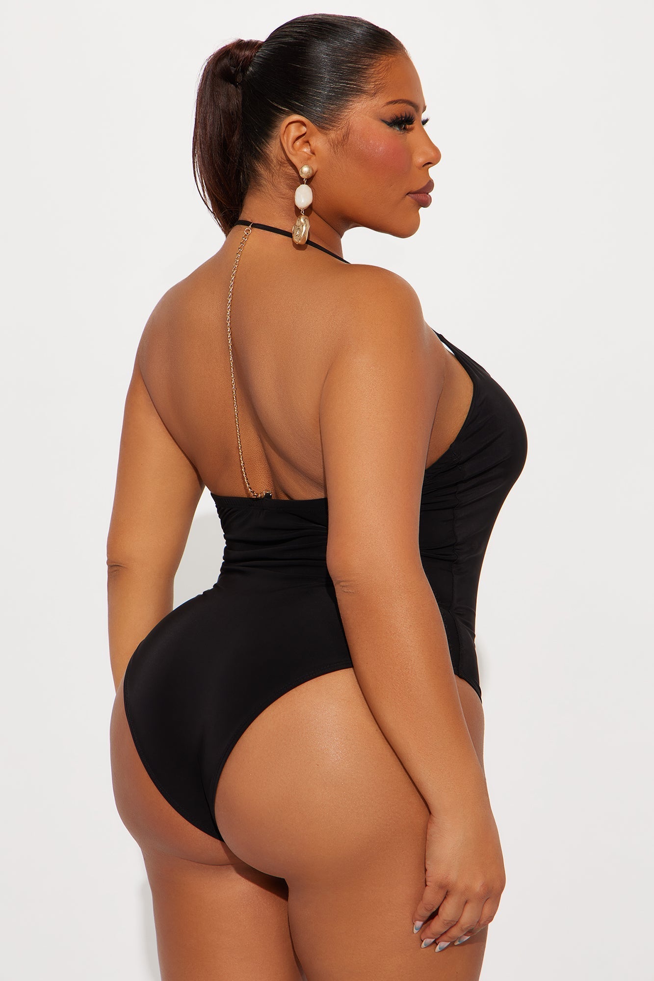 Hotspot Double Lined Backless Halter Bodysuit - Black