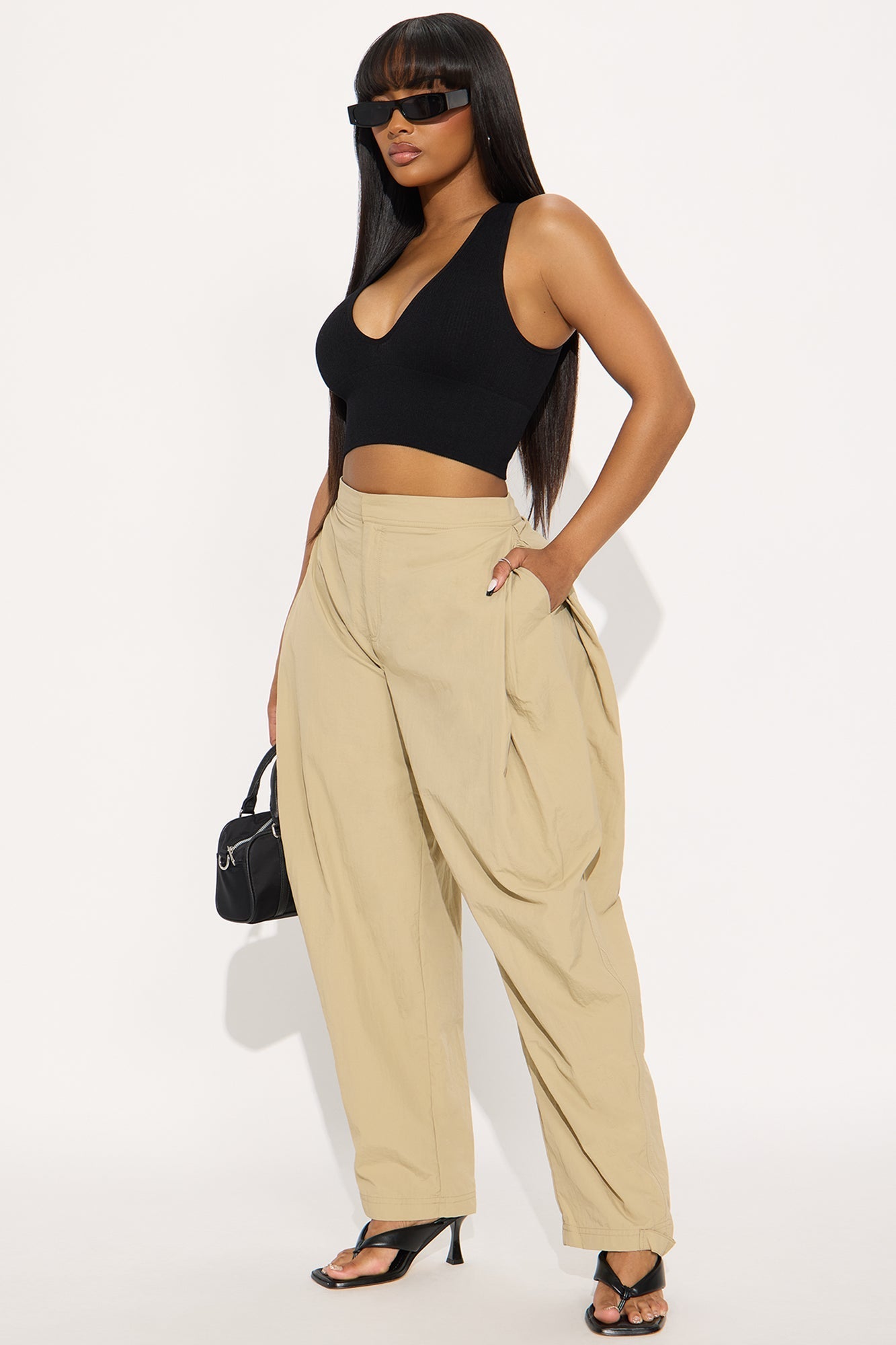 Nylon Windbreaker Pant - Taupe