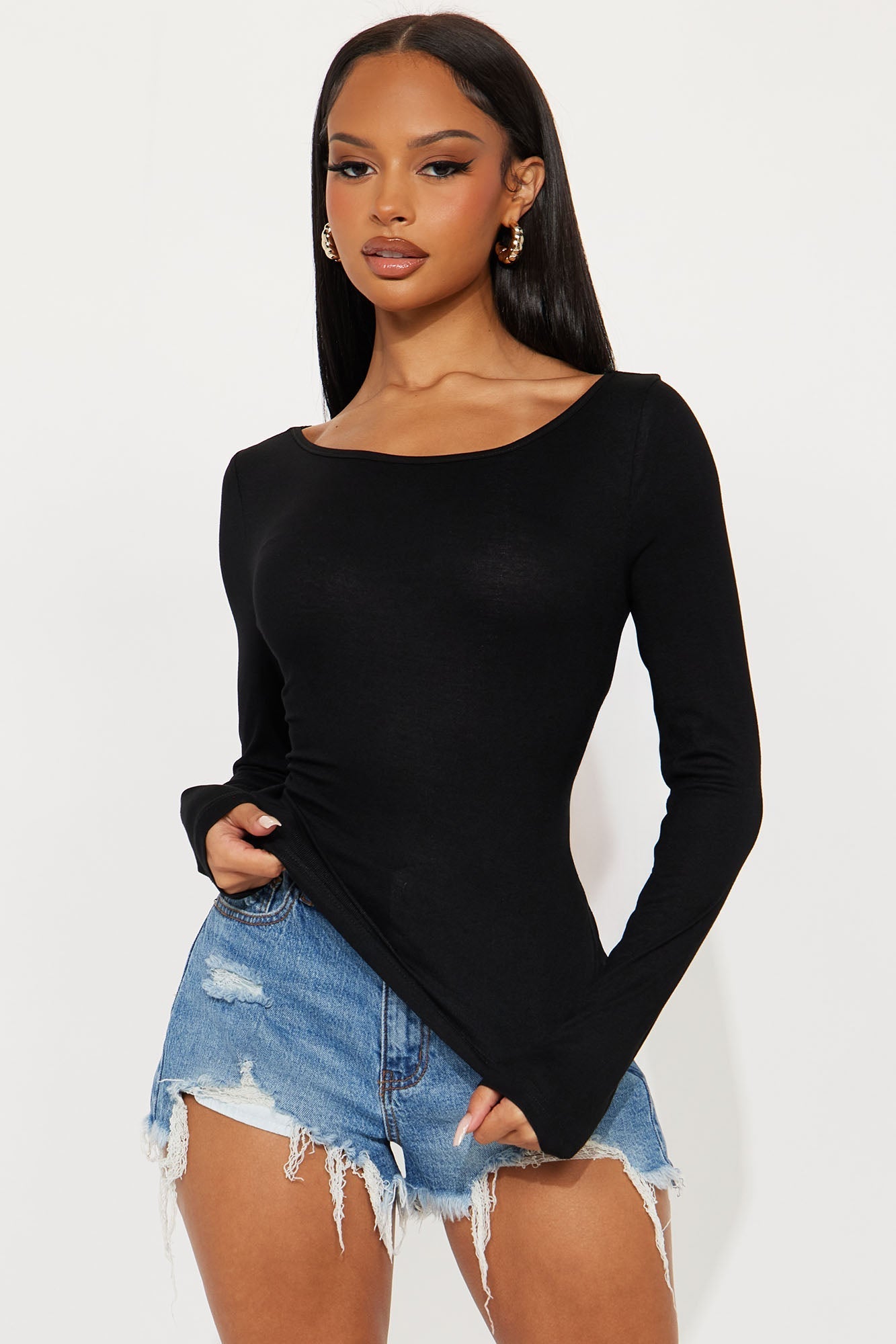 Linny Long Sleeve Top - Black