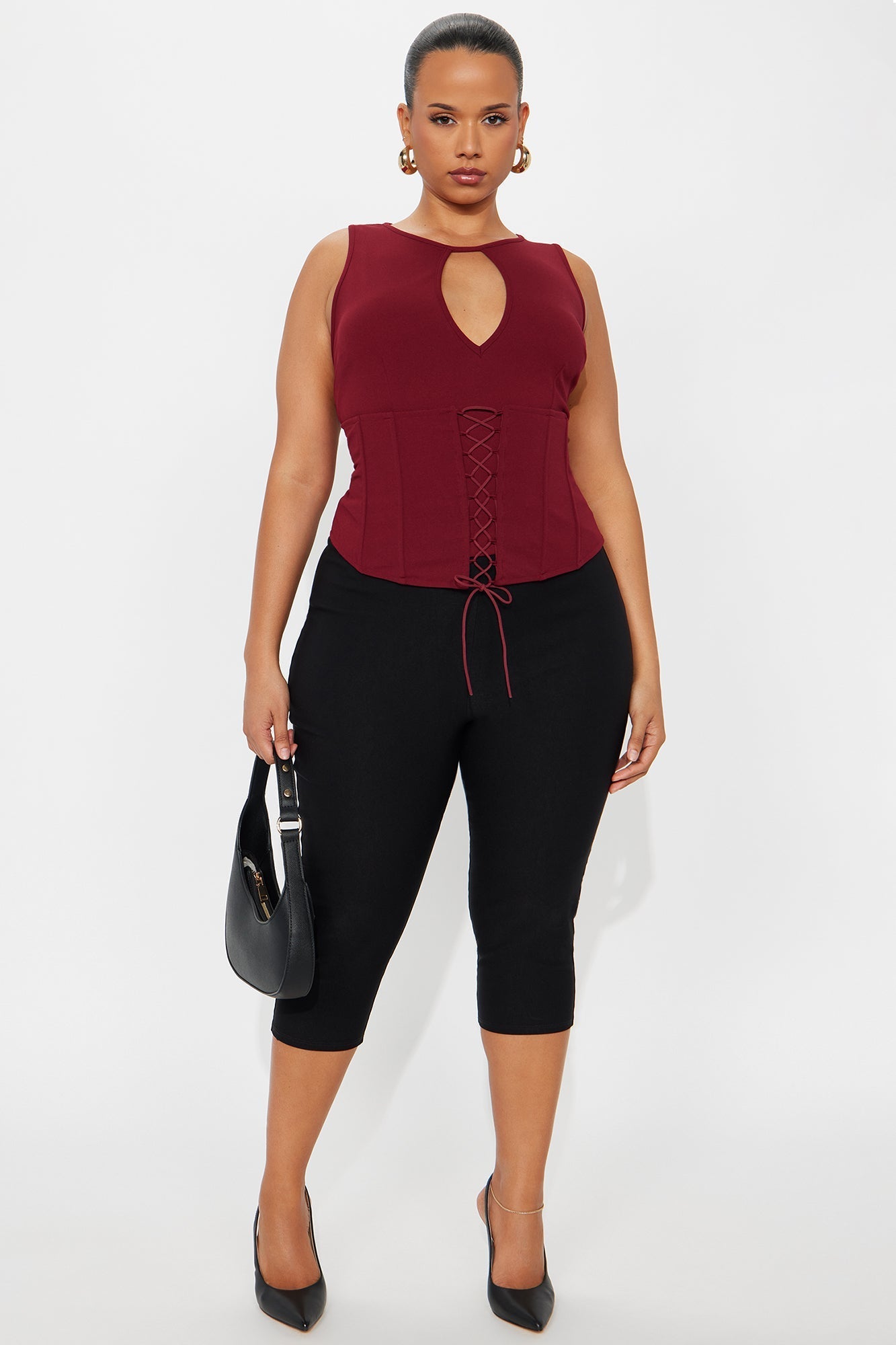 Muse Corset Waist Top - Plum