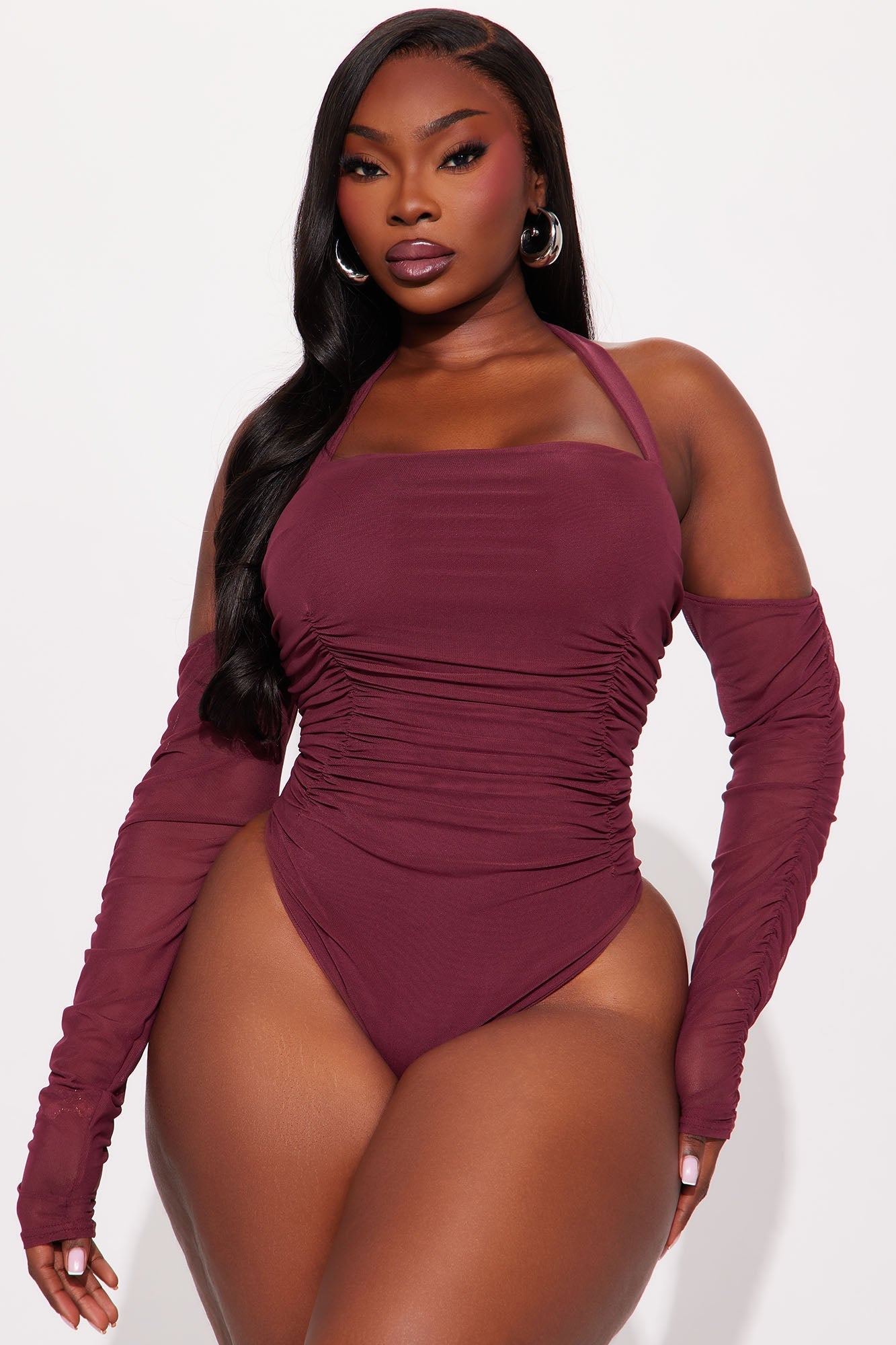 Replacing You Mesh Bodysuit - Wine