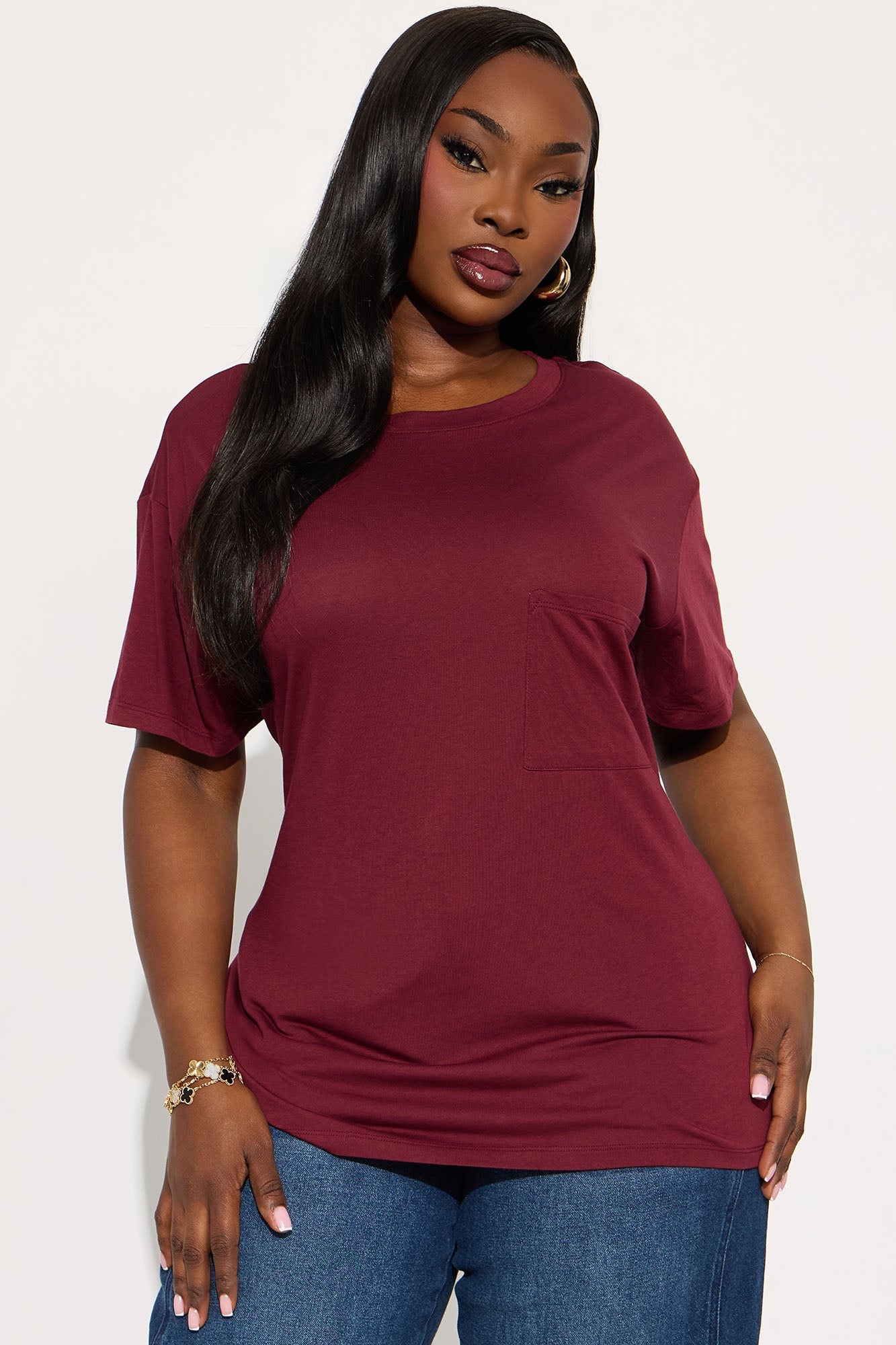 Laid Back Chillin' Pocket Tee - Burgundy