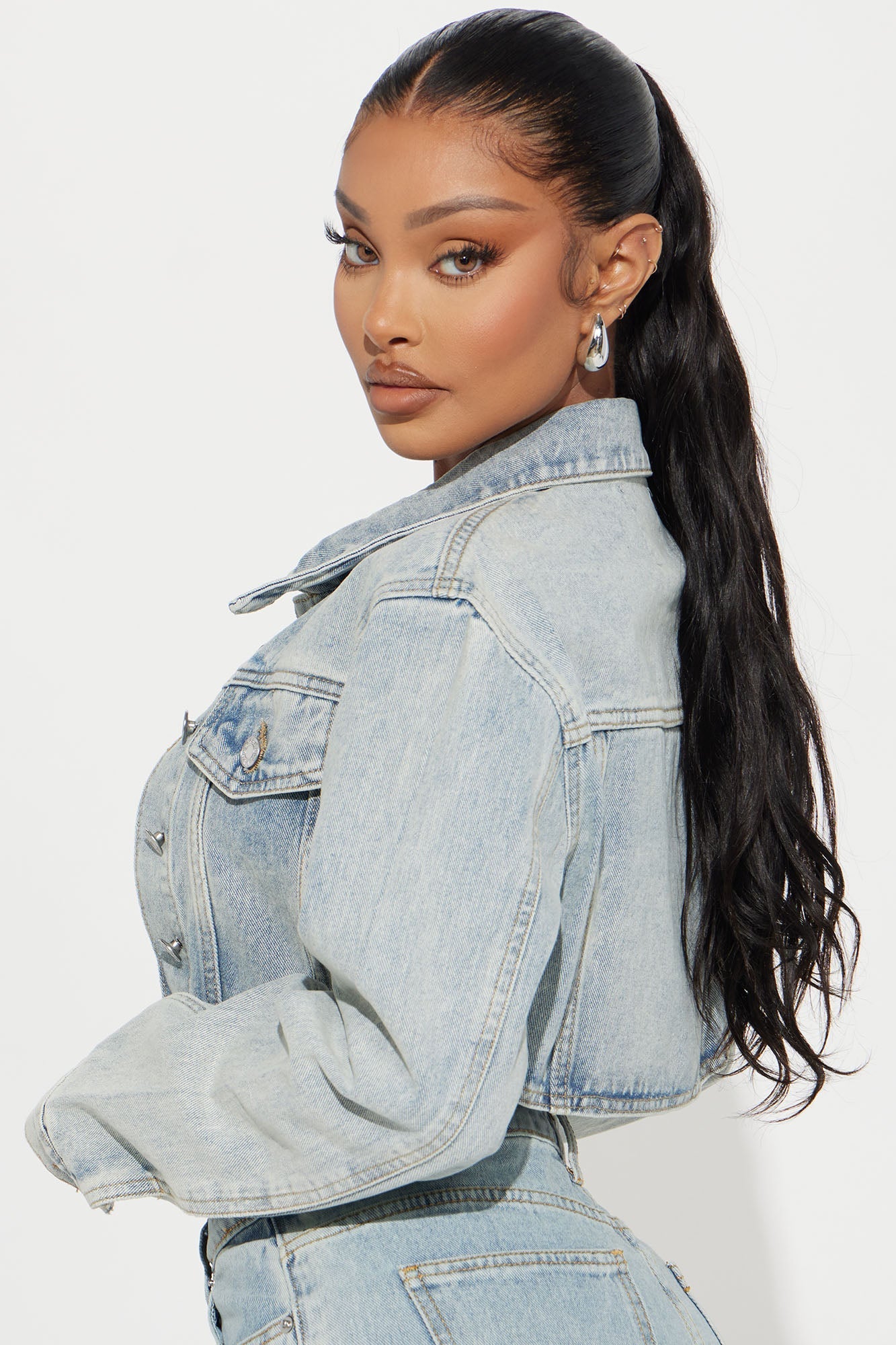 Can't Move On Cropped Denim Jacket - Light Wash