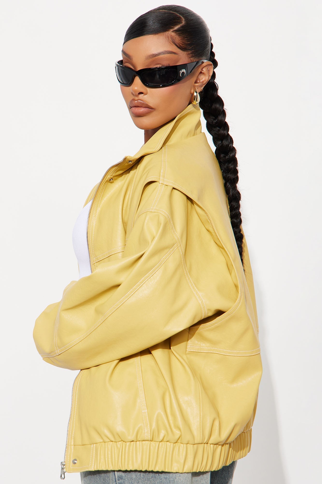 Stella Faux Leather Bomber Jacket - Yellow