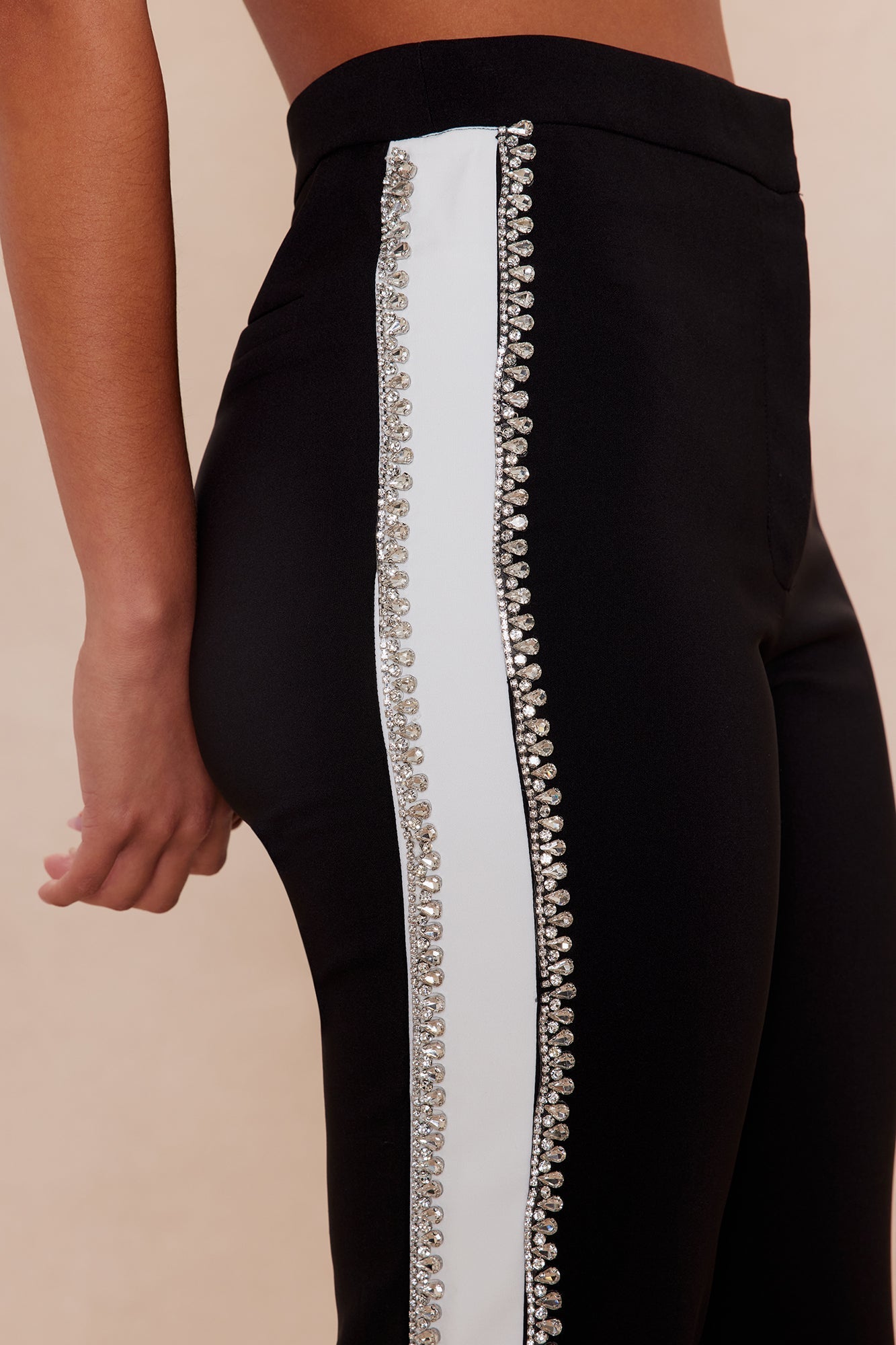 Riannon Rhinestone Embellished Pant - Black/White