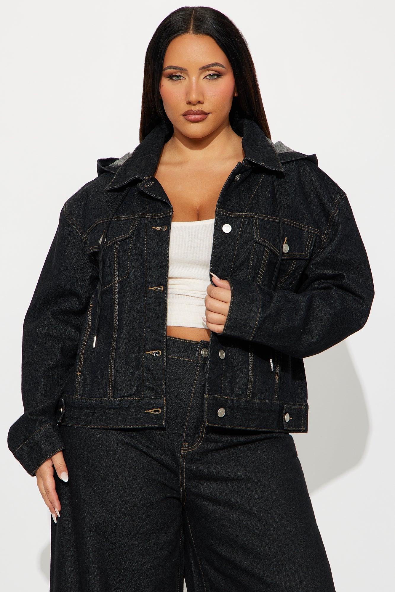 Sooner Or Later Hooded Trucker Jacket - Dark Denim
