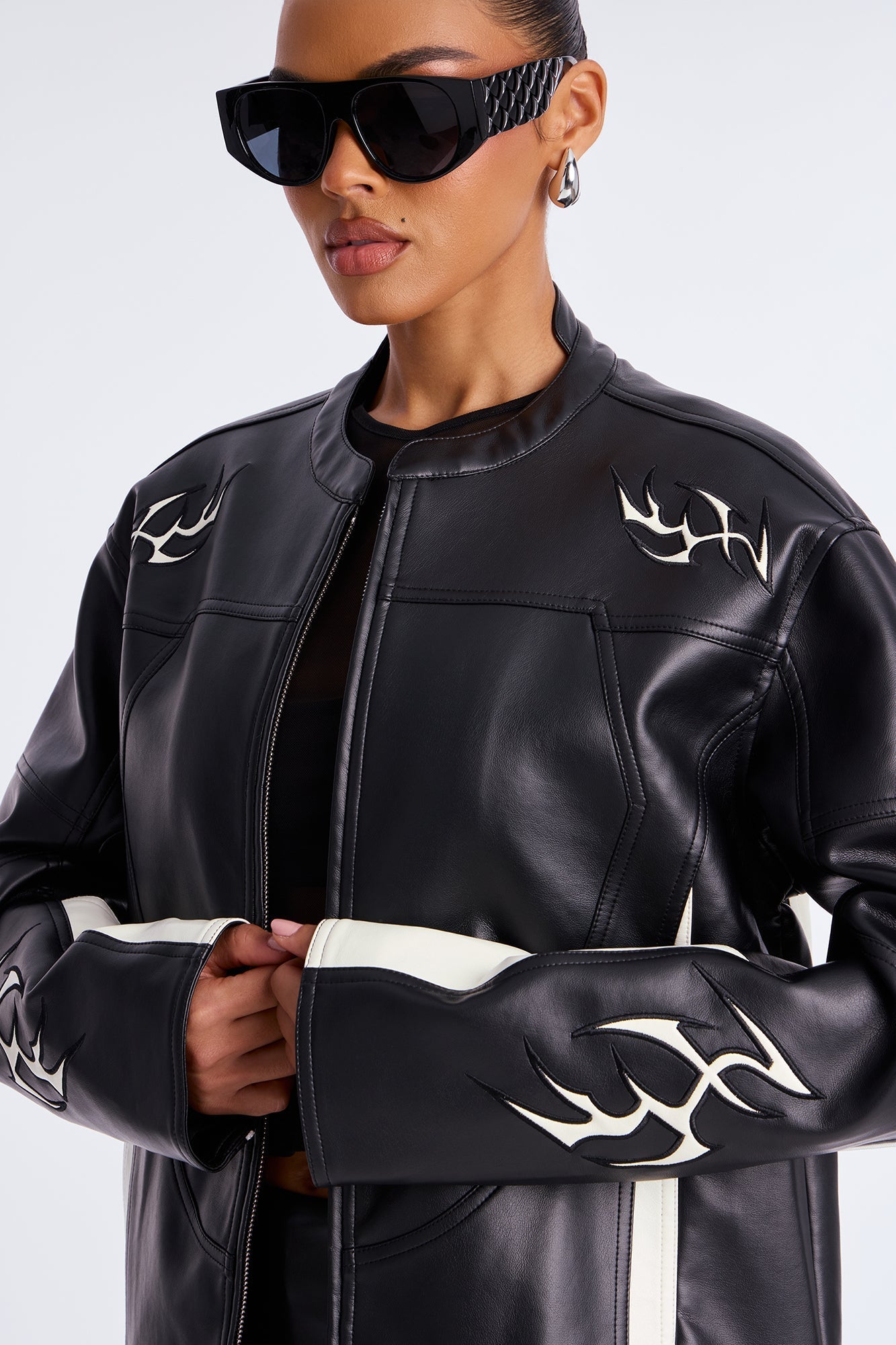 In The Shadows Faux Leather Moto Jacket - Black