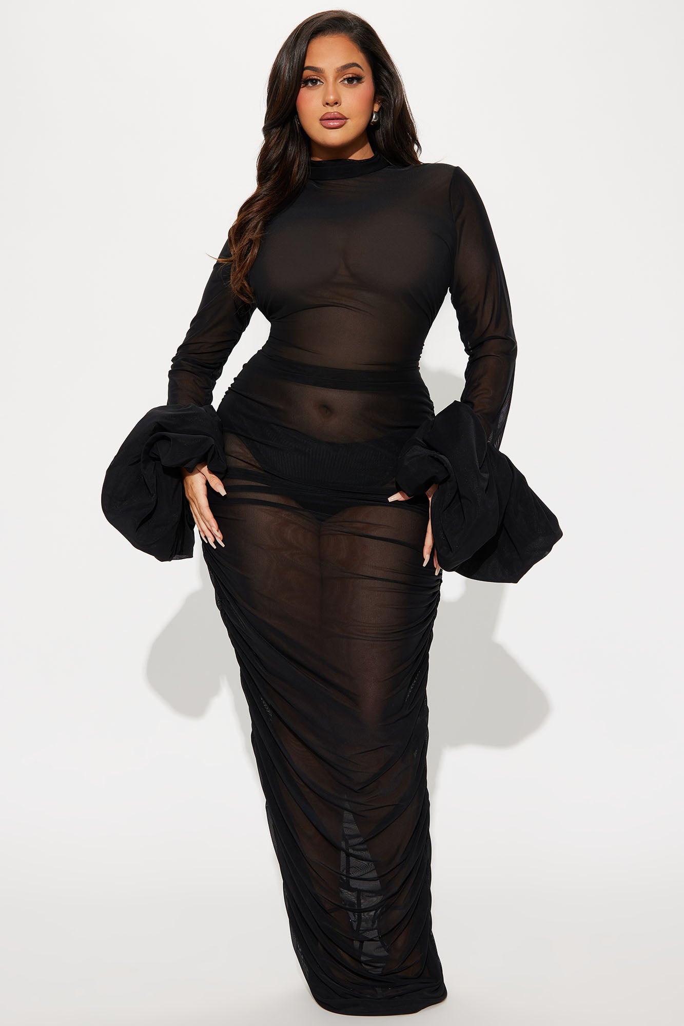 Mila Sheer Maxi Dress - Black