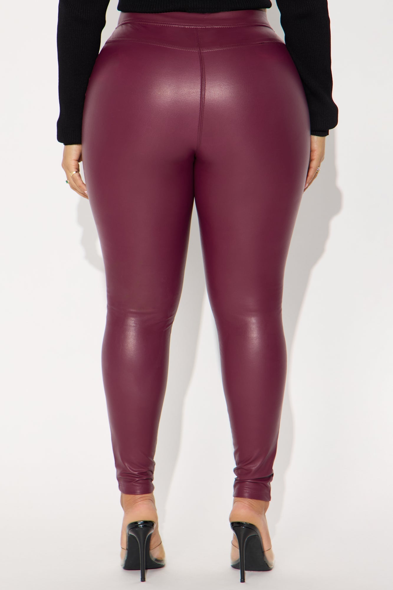 Watch Me Walk Away High Rise Faux Leather Legging - Burgundy