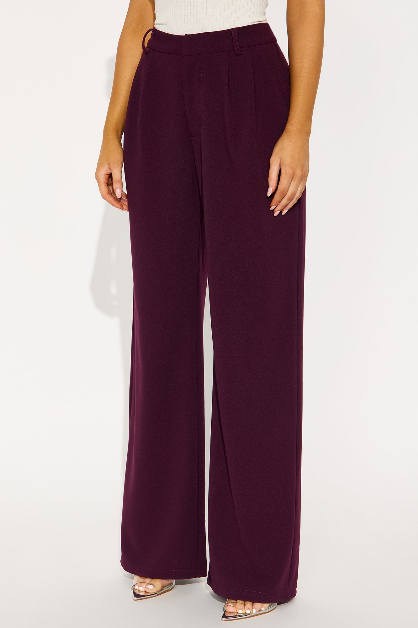 Elma Wide Leg Trouser - Eggplant