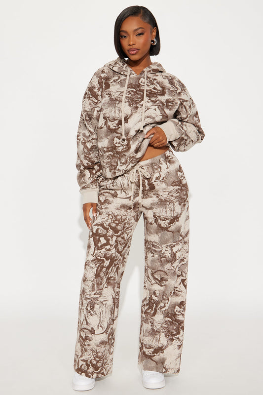 Heaven Made Fleece Wide Leg Pant - Taupe