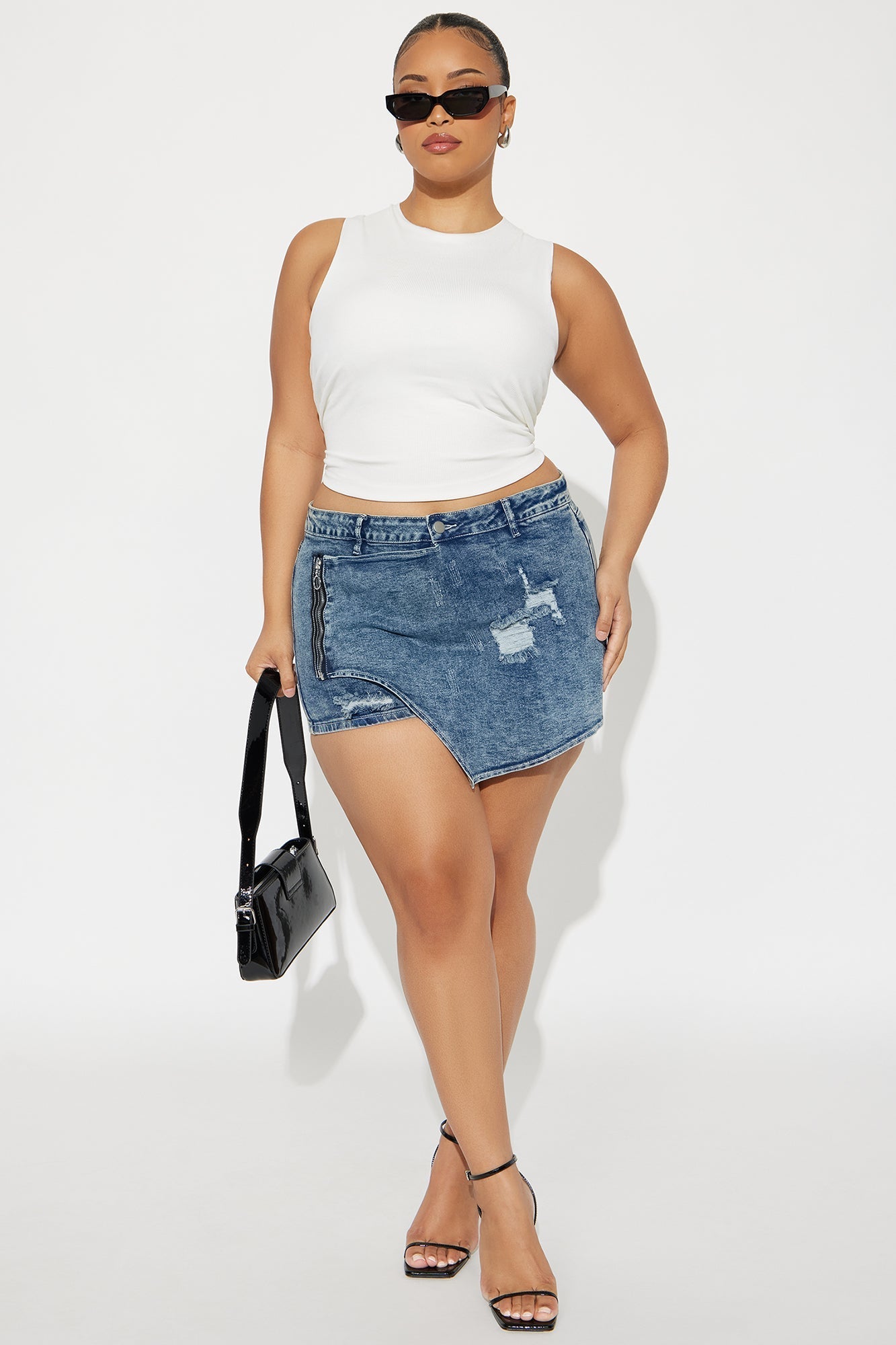 Too Late Denim Wrap Skort - Dark Wash