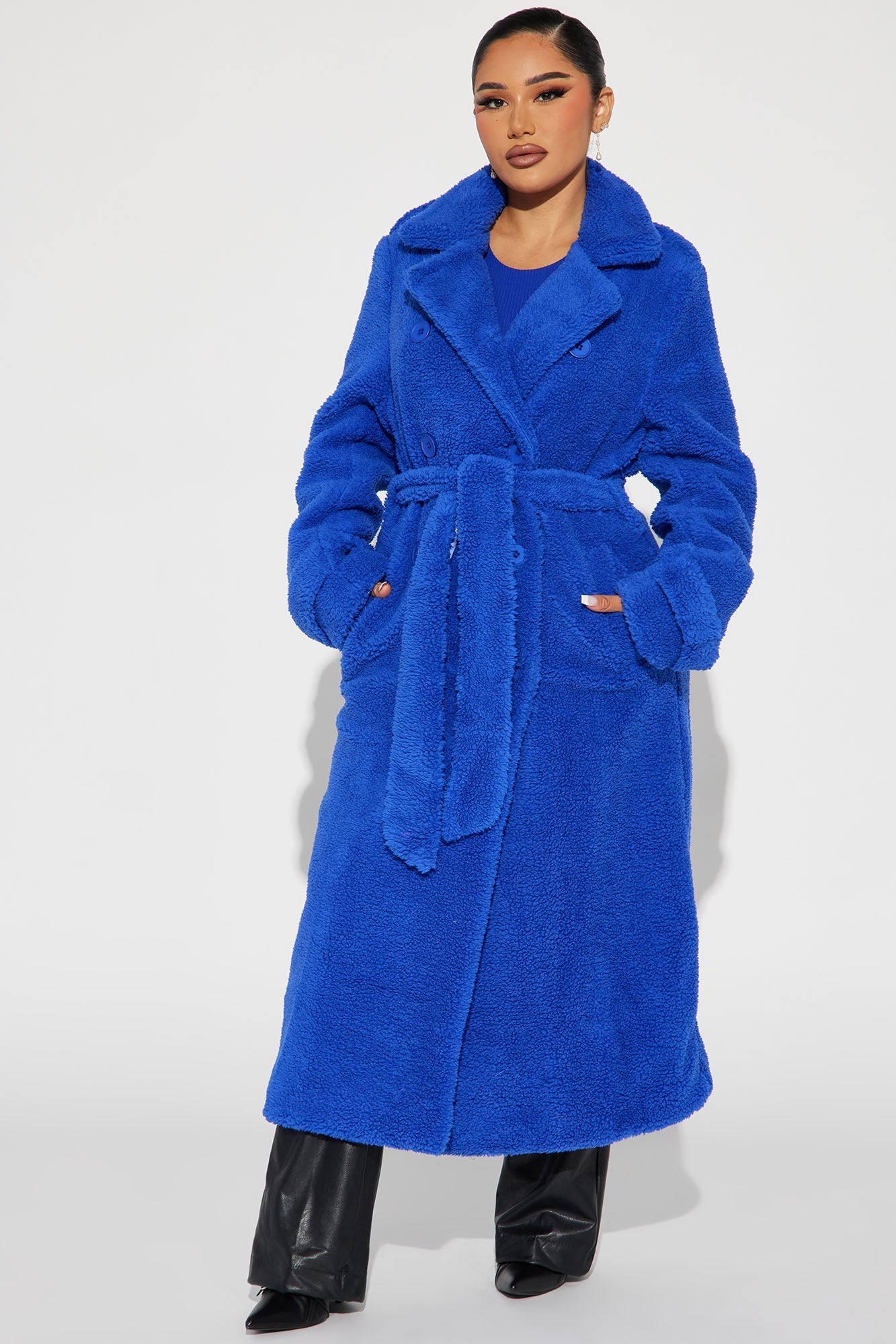 Treat Yourself Sherpa Coat - Royal
