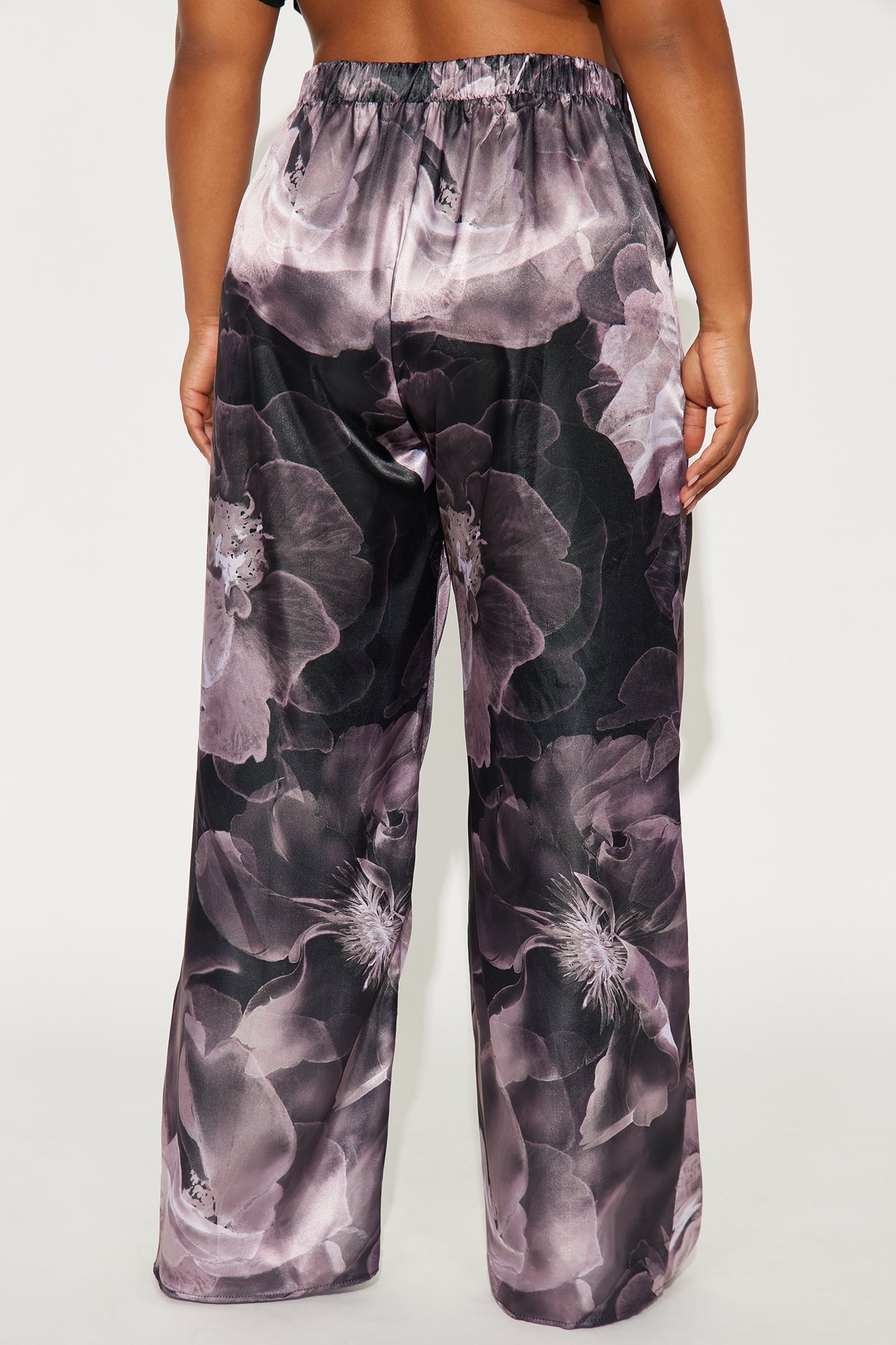 Talia Satin Floral Wide Leg Pant 33 - Grey/combo