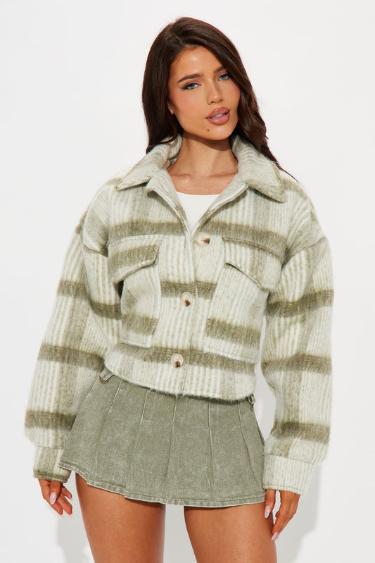 Hannah Wool Shacket - Olive
