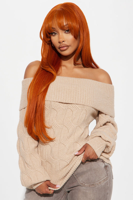 Mila Off Shoulder Sweater - Mocha