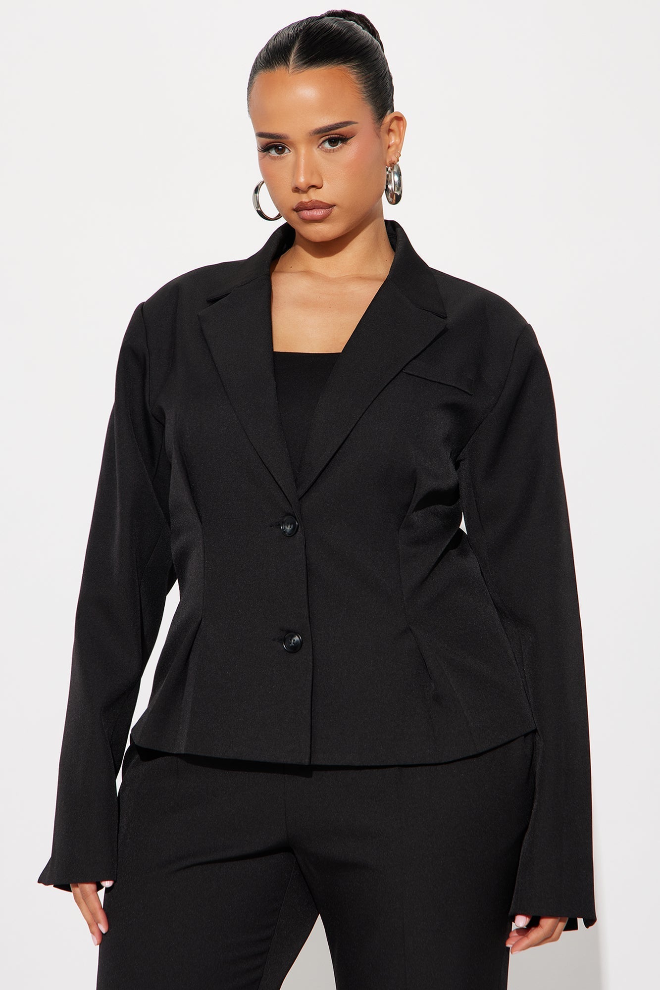 In The Moment Pleated Blazer - Black