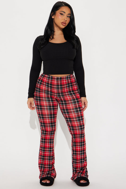 Anastasia Plaid Flare Pant - Red/combo