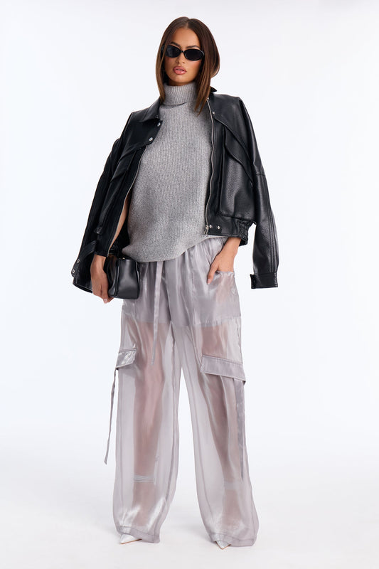 All Eyes On Me Organza Wide Leg Pant 33 - Silver