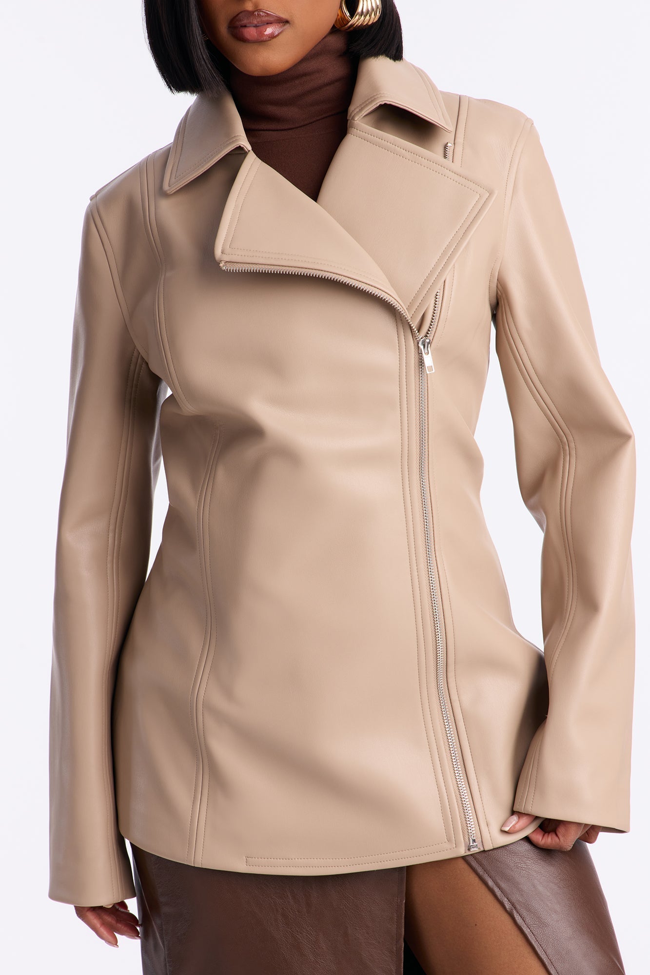 Dusk To Dawn Faux Leather Moto Jacket - Mocha