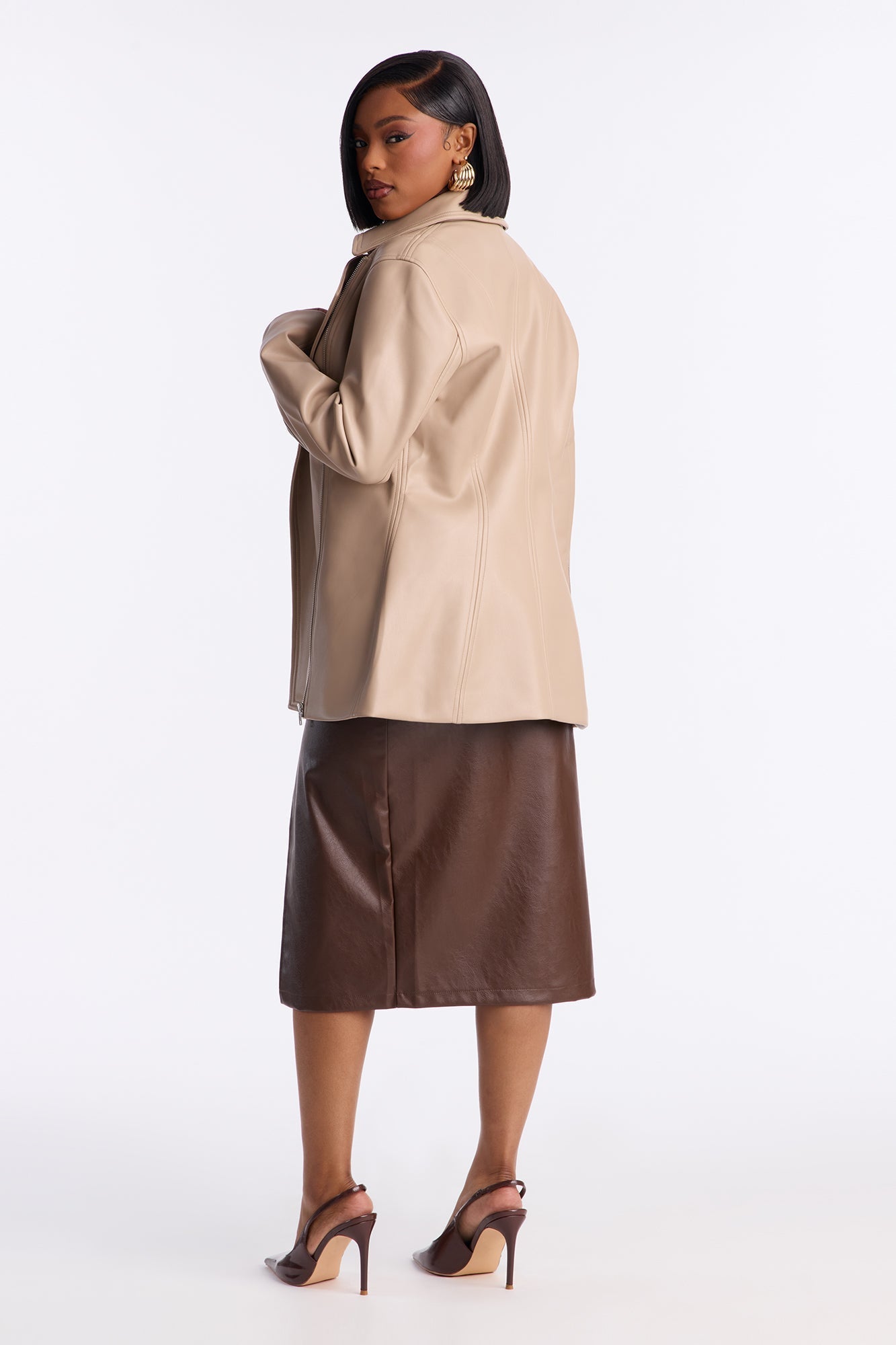 Dusk To Dawn Faux Leather Moto Jacket - Mocha
