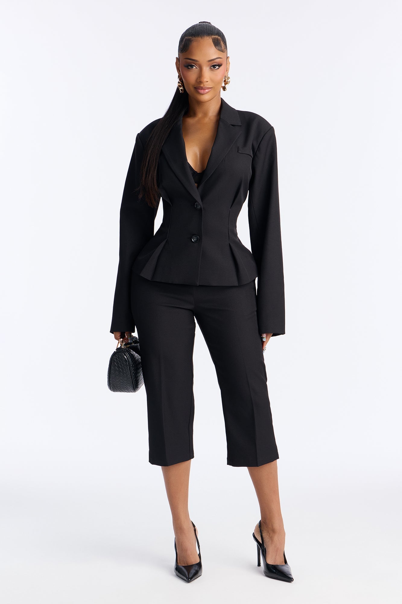 In The Moment Pleated Blazer - Black