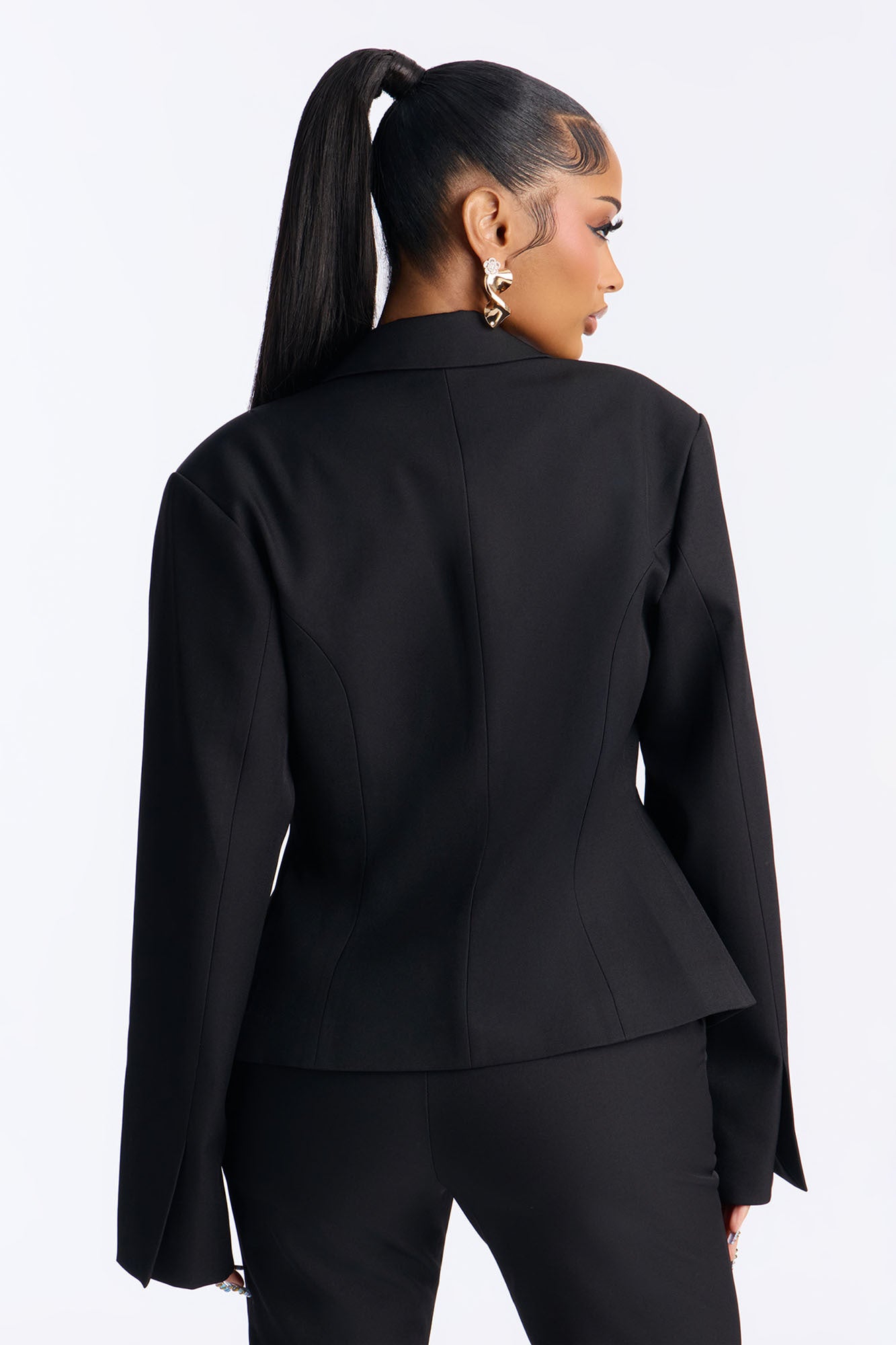 In The Moment Pleated Blazer - Black