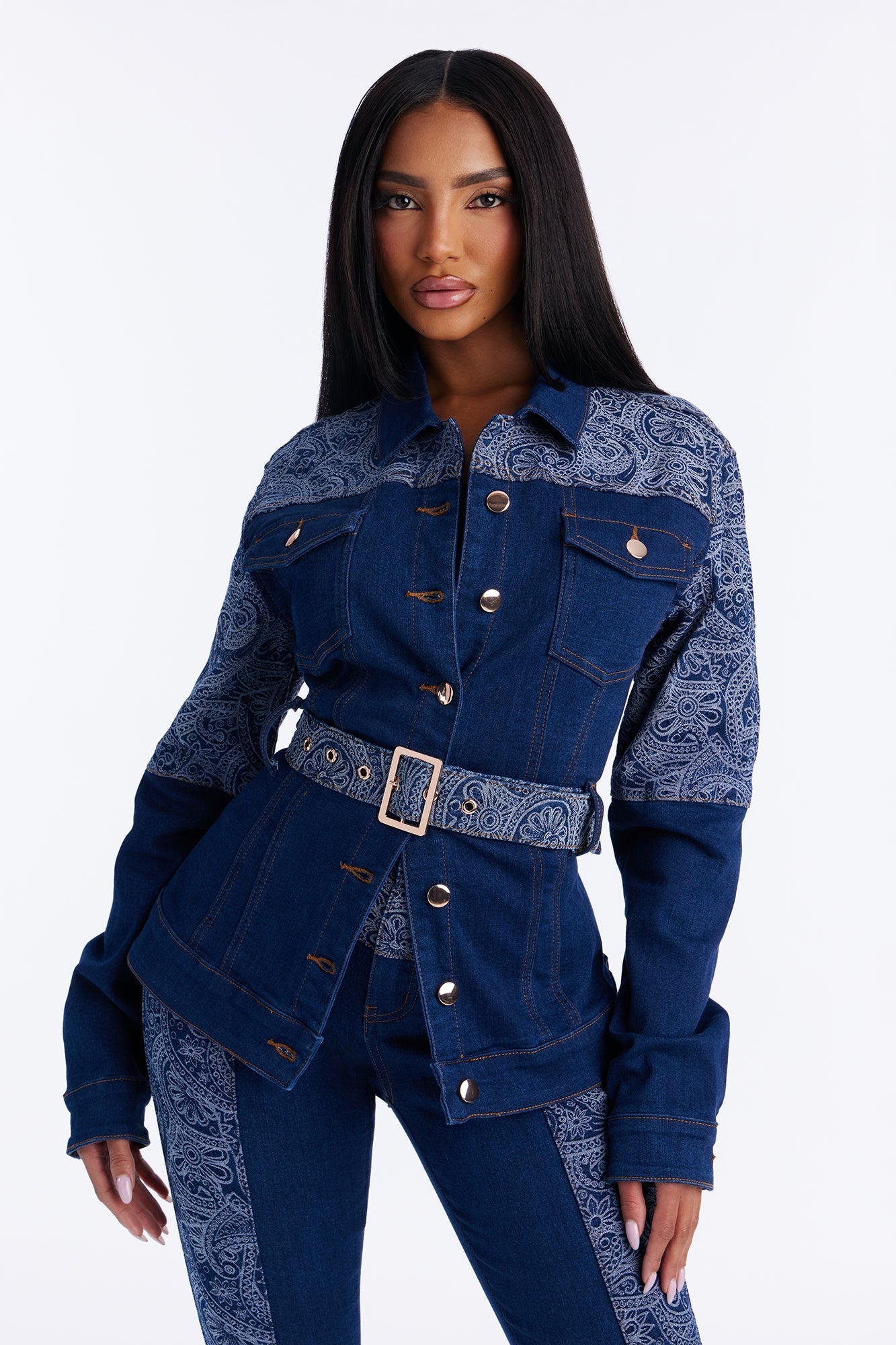 Parker Paisley Denim Jacket - Dark Wash