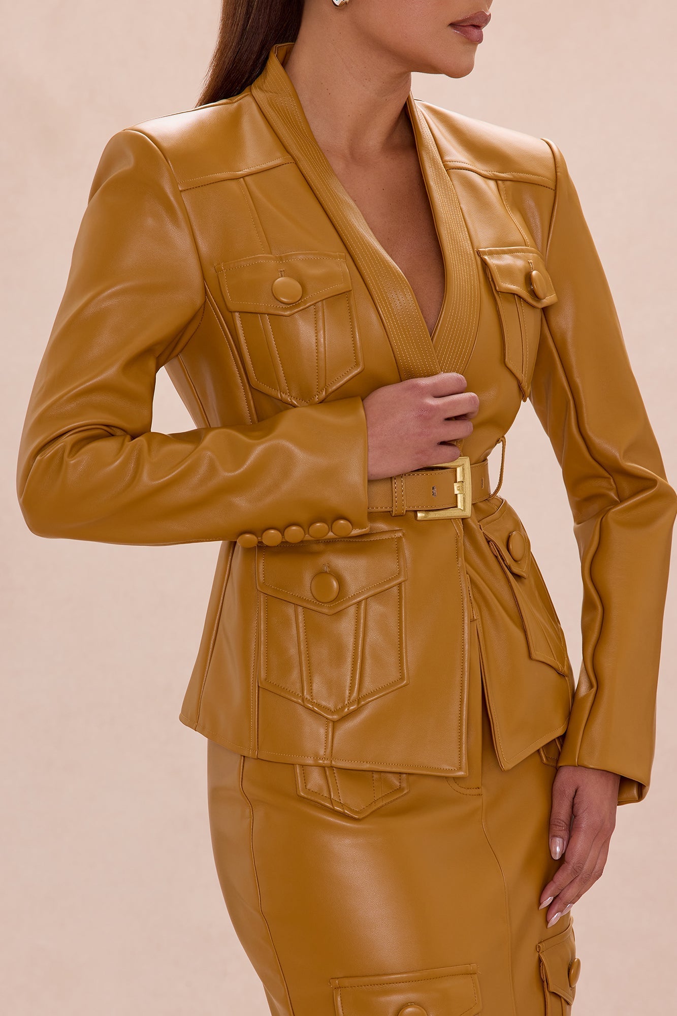 Up To No Good Faux Leather Jacket - Camel