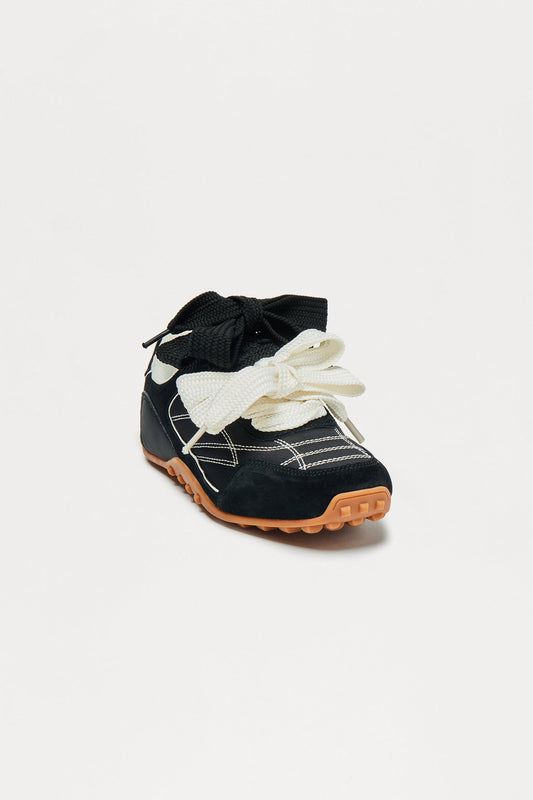 Aria Double Lace Up Sneakers - Black