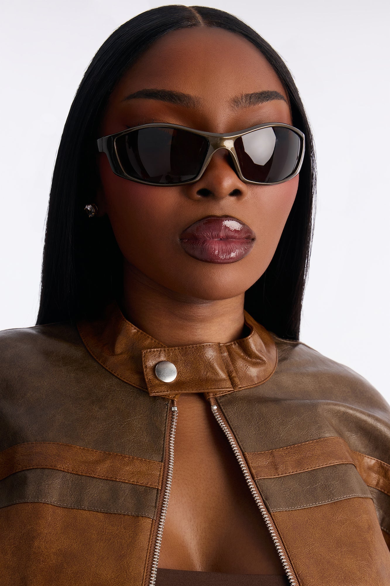 Rev Your Engine Faux Leather Moto Jacket - Brown