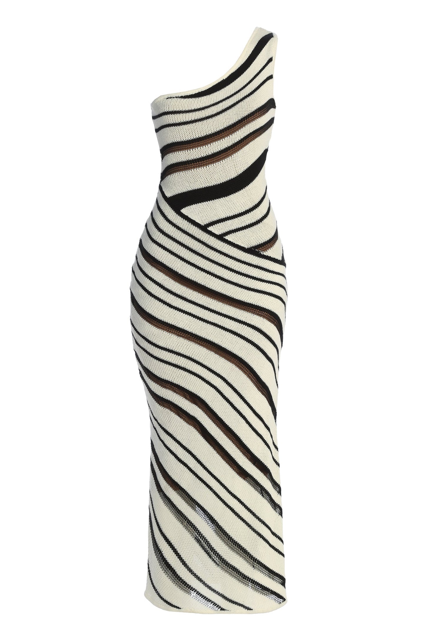Ivory/Black Sanibel Ruched Maxi Knit Dress